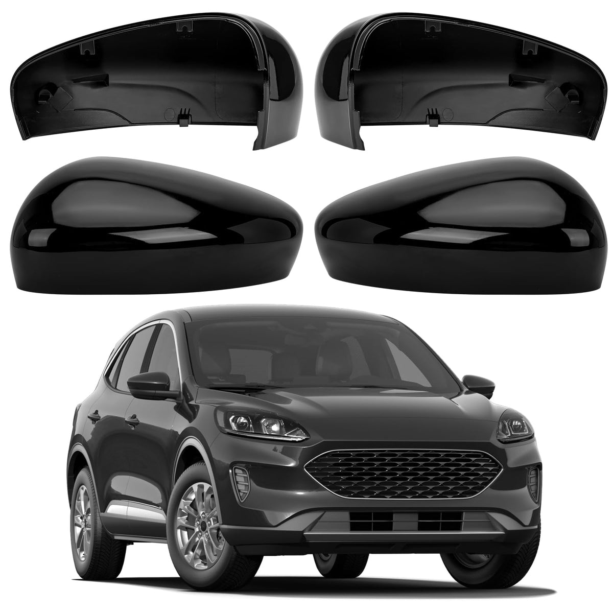 Driver & Passenger Side Mirror Cover Replacement for Ford Escape - Product Imagery