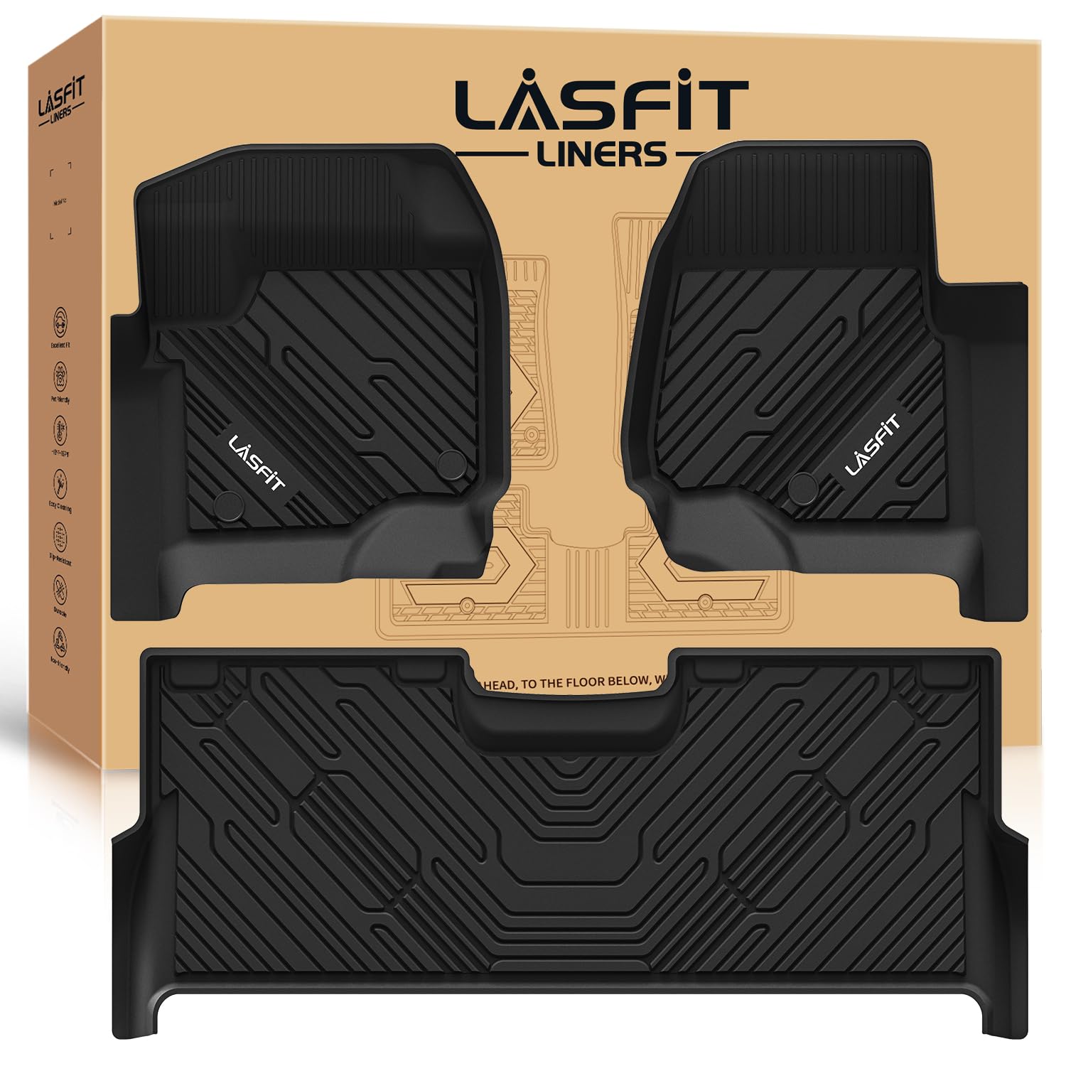 LASFIT Floor Mats for Ford F250/F350 2017-2026 Fits Crew - Product Imagery