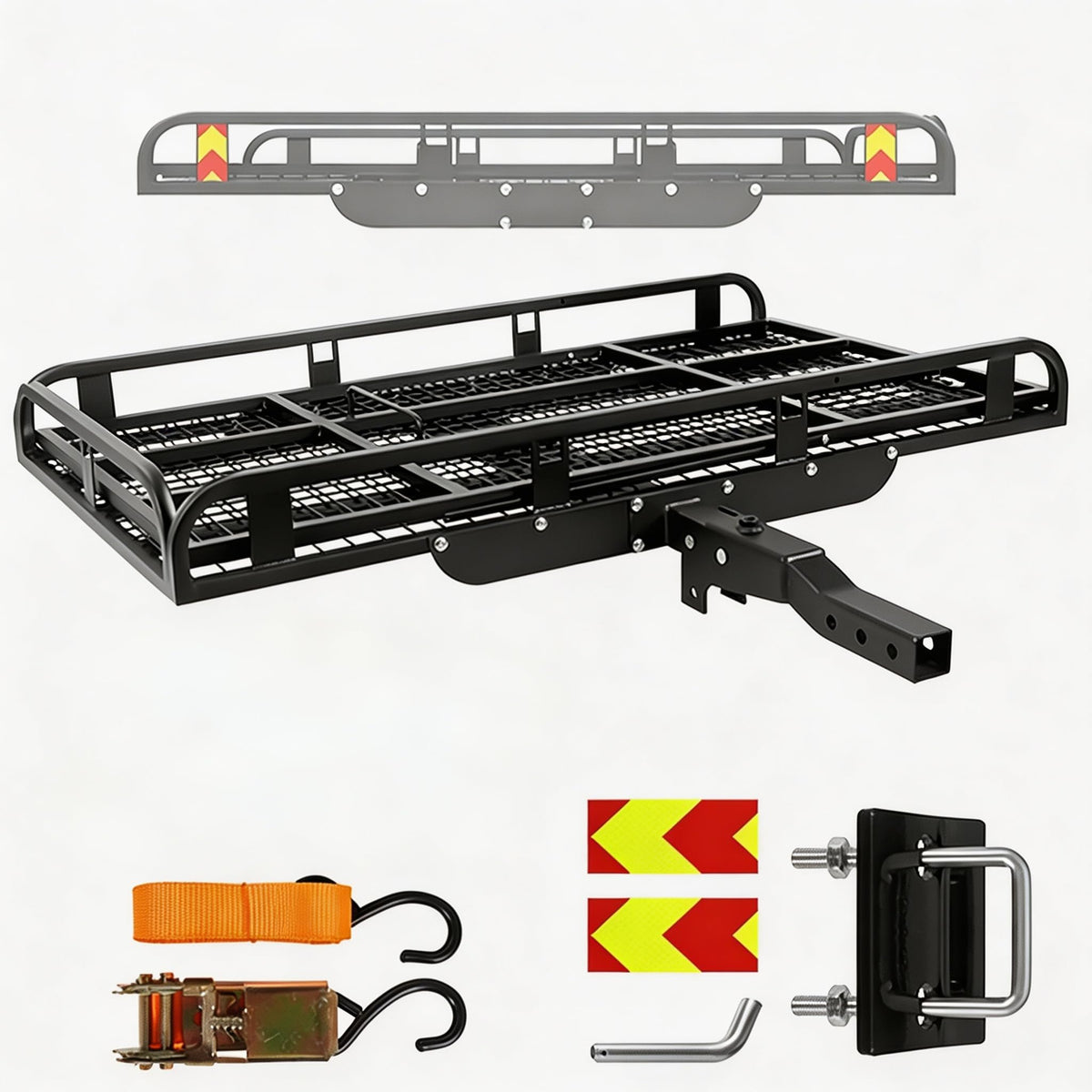 52"x30"x6" Hitch Mount Cargo Carrier with Foldable Ramp,800 LBS - Product Imagery