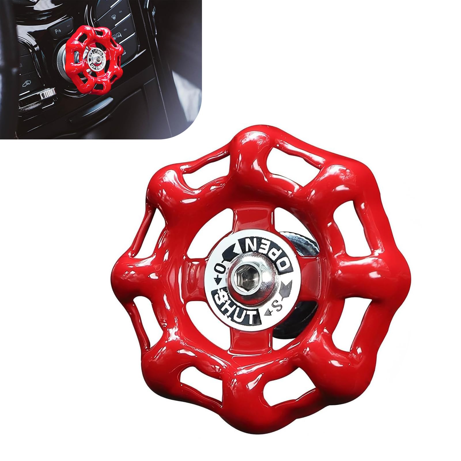 Metal Car Rotary Knob Decor, One Button Start Shift Knob Cover - Product Imagery