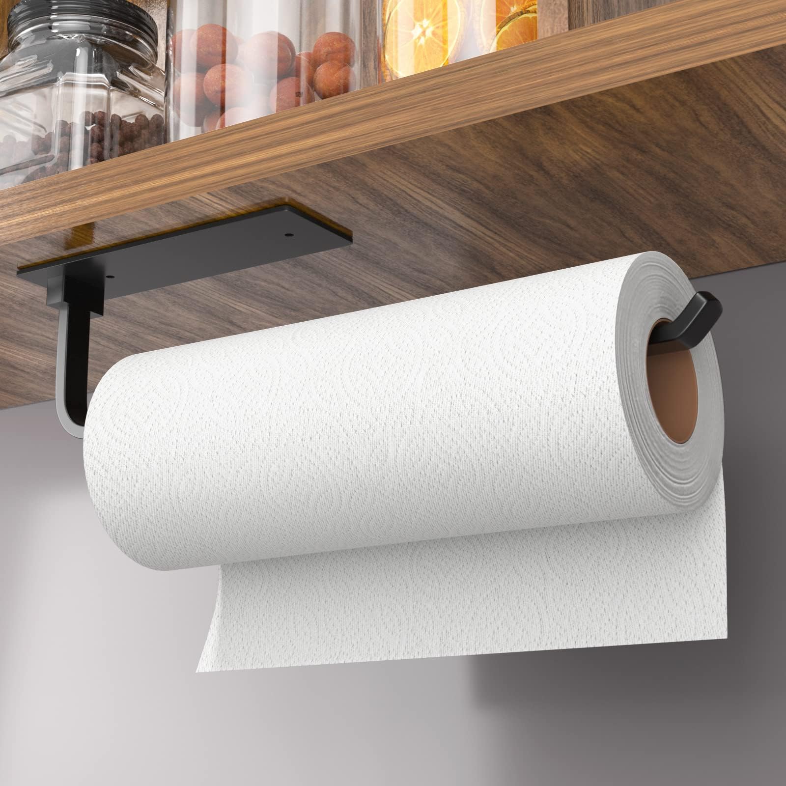 Paper Towel Holder Under Cabinet, Self-Adhesive or Drilling, - Product Imagery