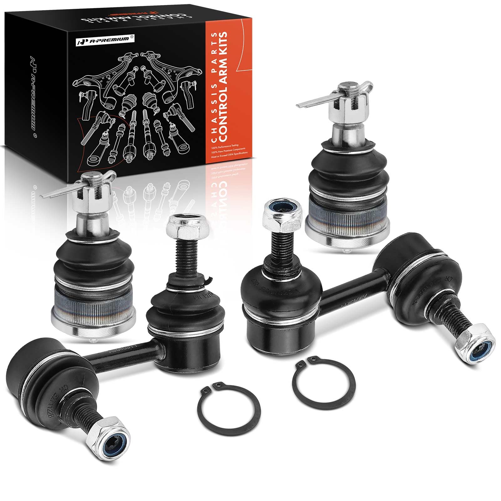 A-Premium 4Pcs Suspension Kit, Rear Sway Bar Link, Front Lower - Product Imagery
