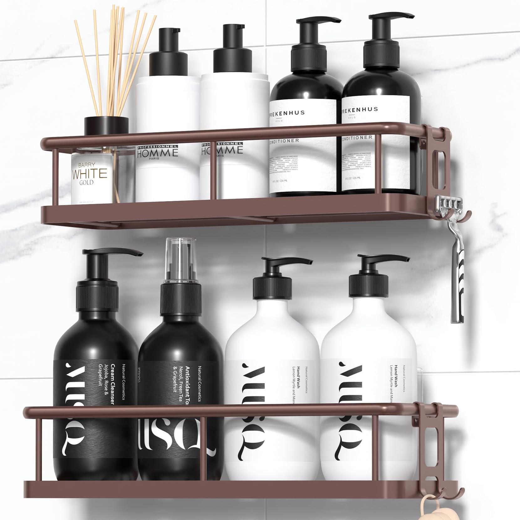 YASONIC Shower Caddy Adhesive, Rustproof Shower Organizer, Large - Product Imagery