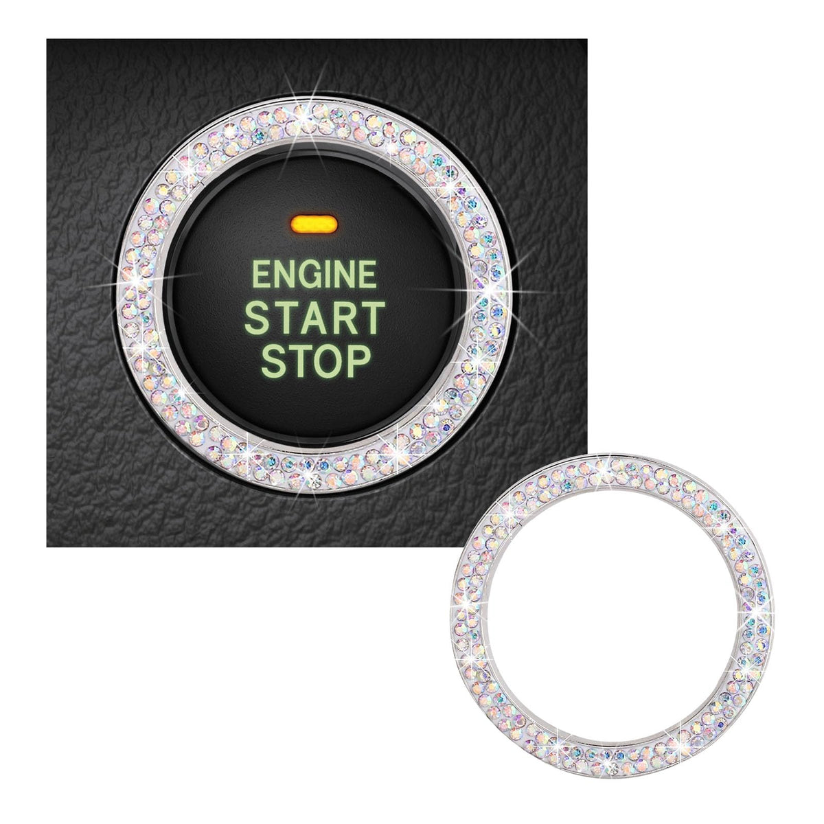 Kewucn Bling Crystal Double Rhinestone Car Engine Start - Product Imagery