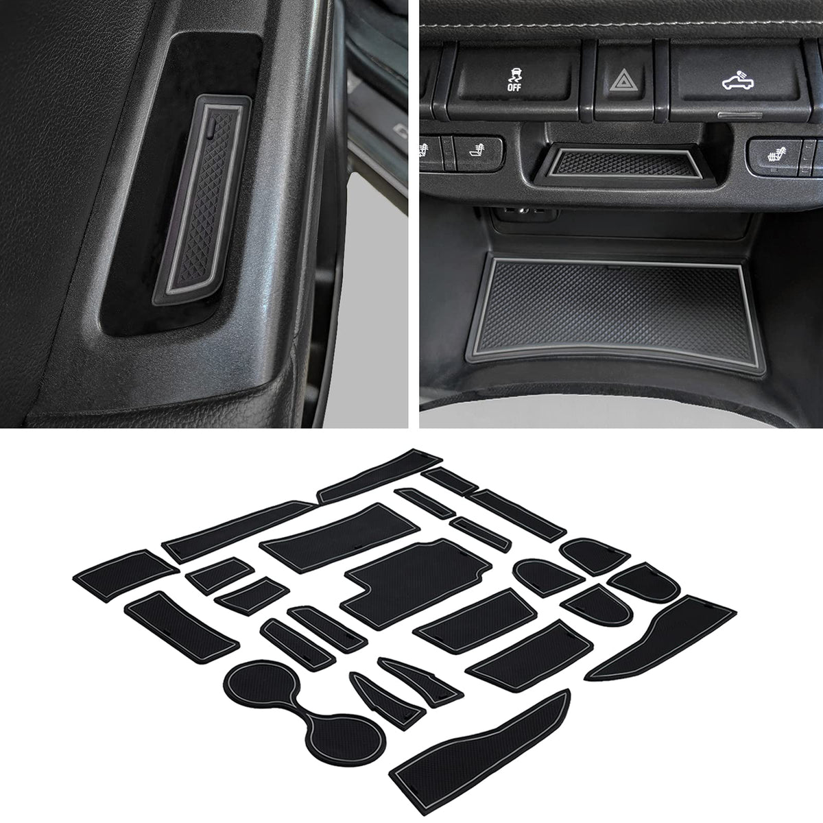 Cup Holder Door Pocket Inserts for Colorado Canyon 2015-2022 Gray - Product Imagery