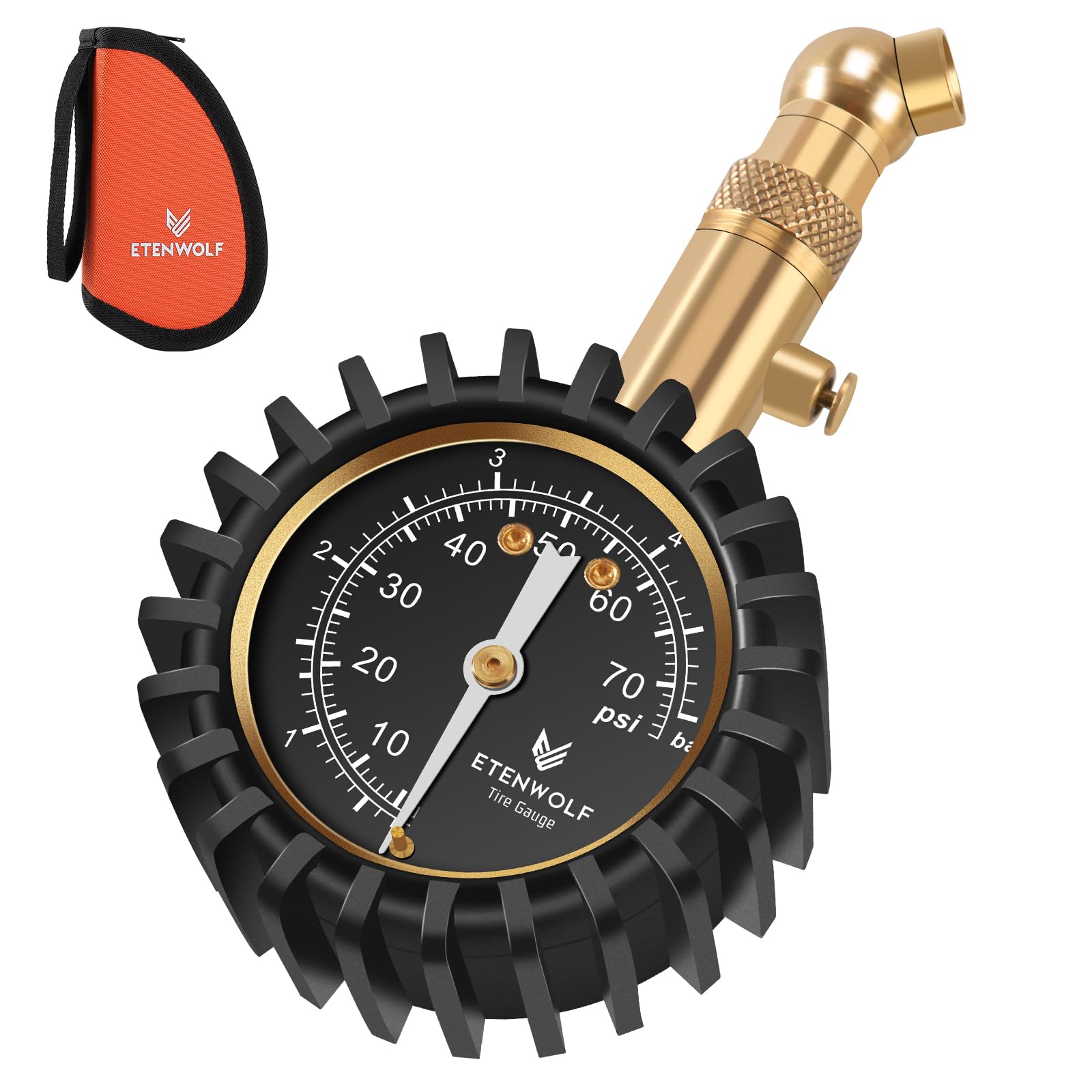 ETENWOLF Tire Pressure Gauge for Cars 0-75 PSI with Large Glow - Product Imagery