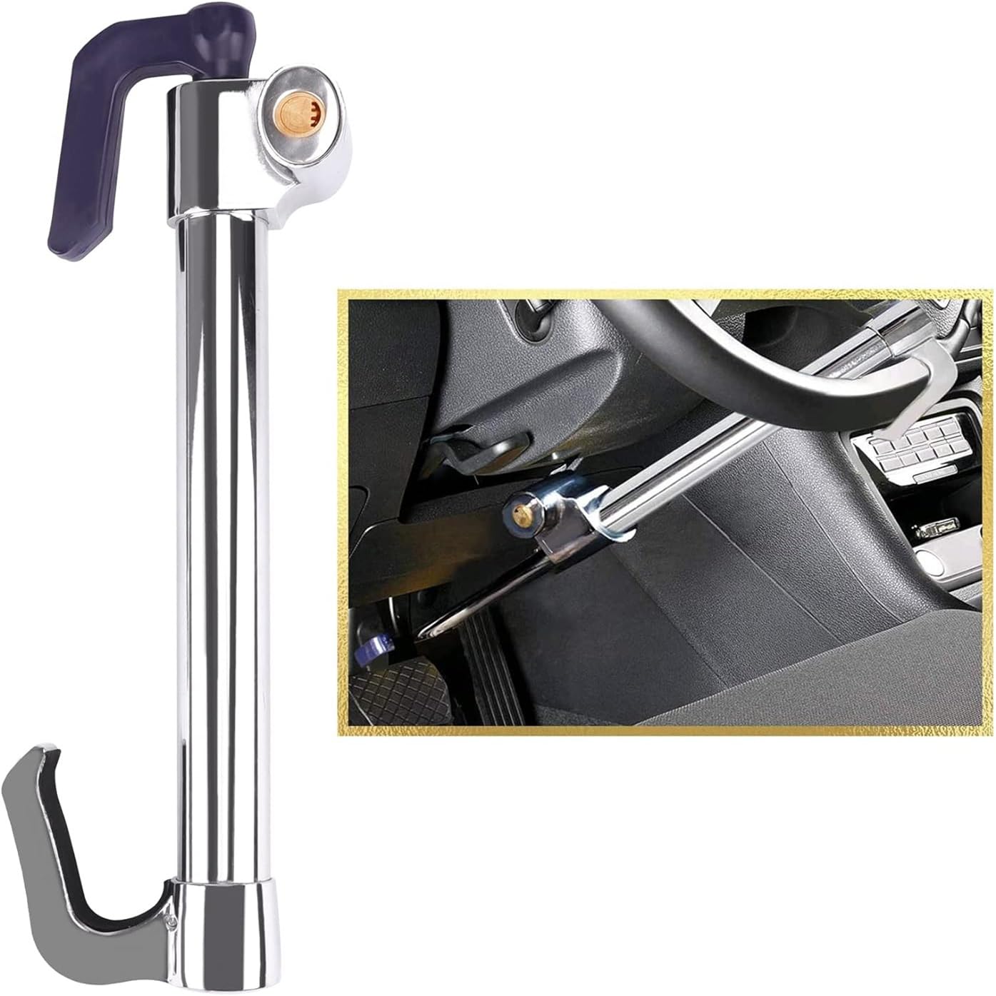Tevlaphee Universal Steering Wheel Brake Lock Anti-Theft - Product Imagery
