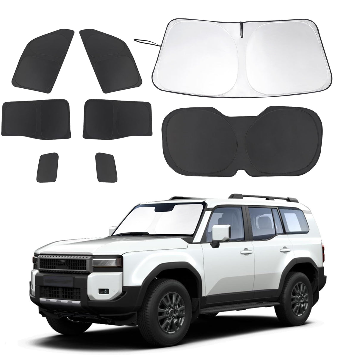 8PCS Windshield Sun Shade Custom Fit for 2024 2025 2026 Toyota - Product Imagery