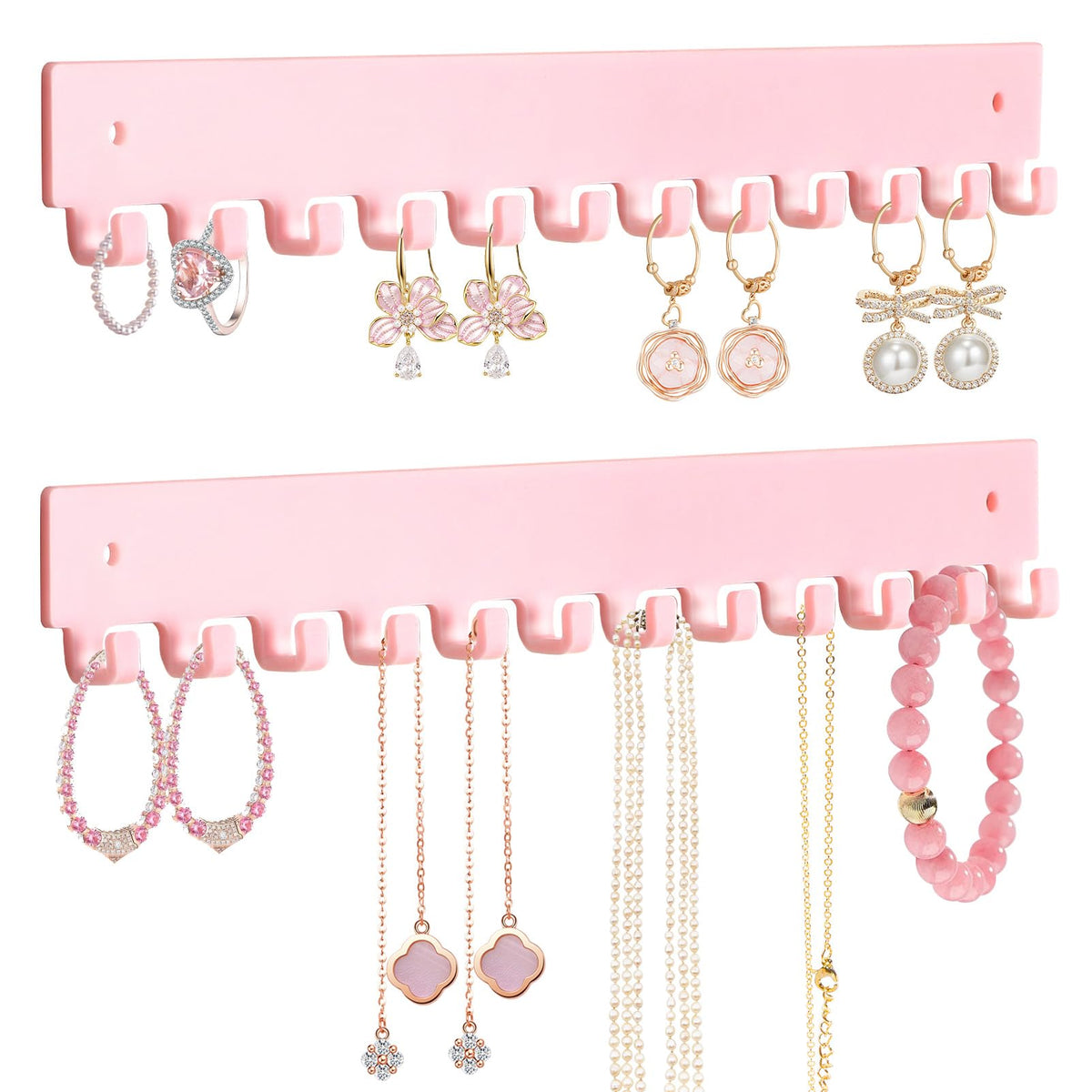 Acrylic Necklace Holder 2 Pack Wall Mounted Necklace Organizer - Product Imagery