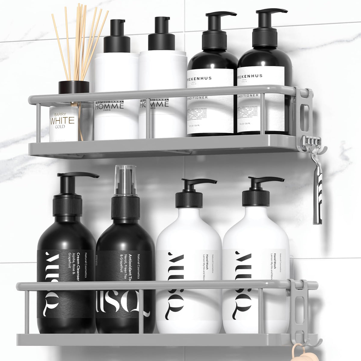 YASONIC Shower Caddy Adhesive, Rustproof Shower Organizer, Large - Product Imagery