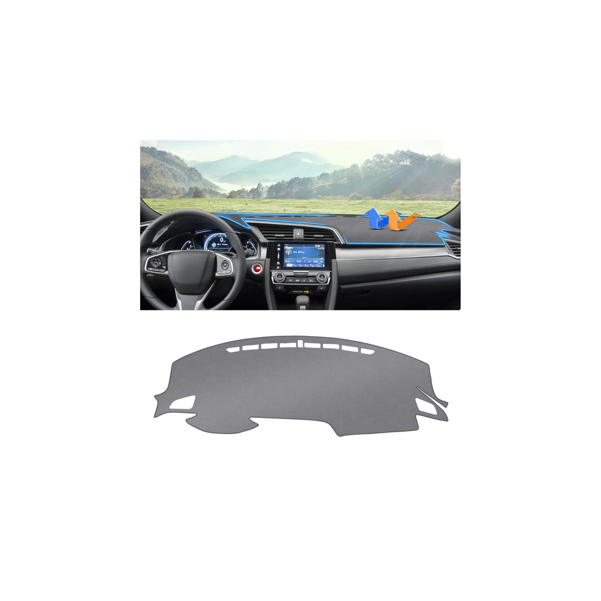 Autorder Gray Dashboard Cover Mat for Honda Civic 2016-2021 - Product Imagery