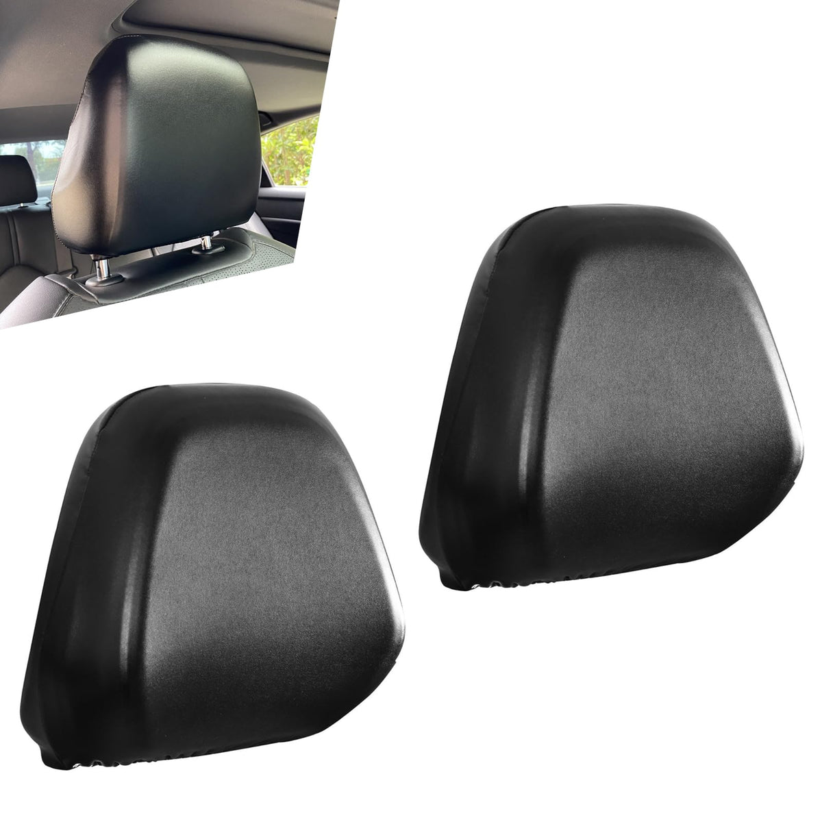Shakas 2 PCS Cars Headrest Covers, Full Wrap-around Non-marking - Product Imagery