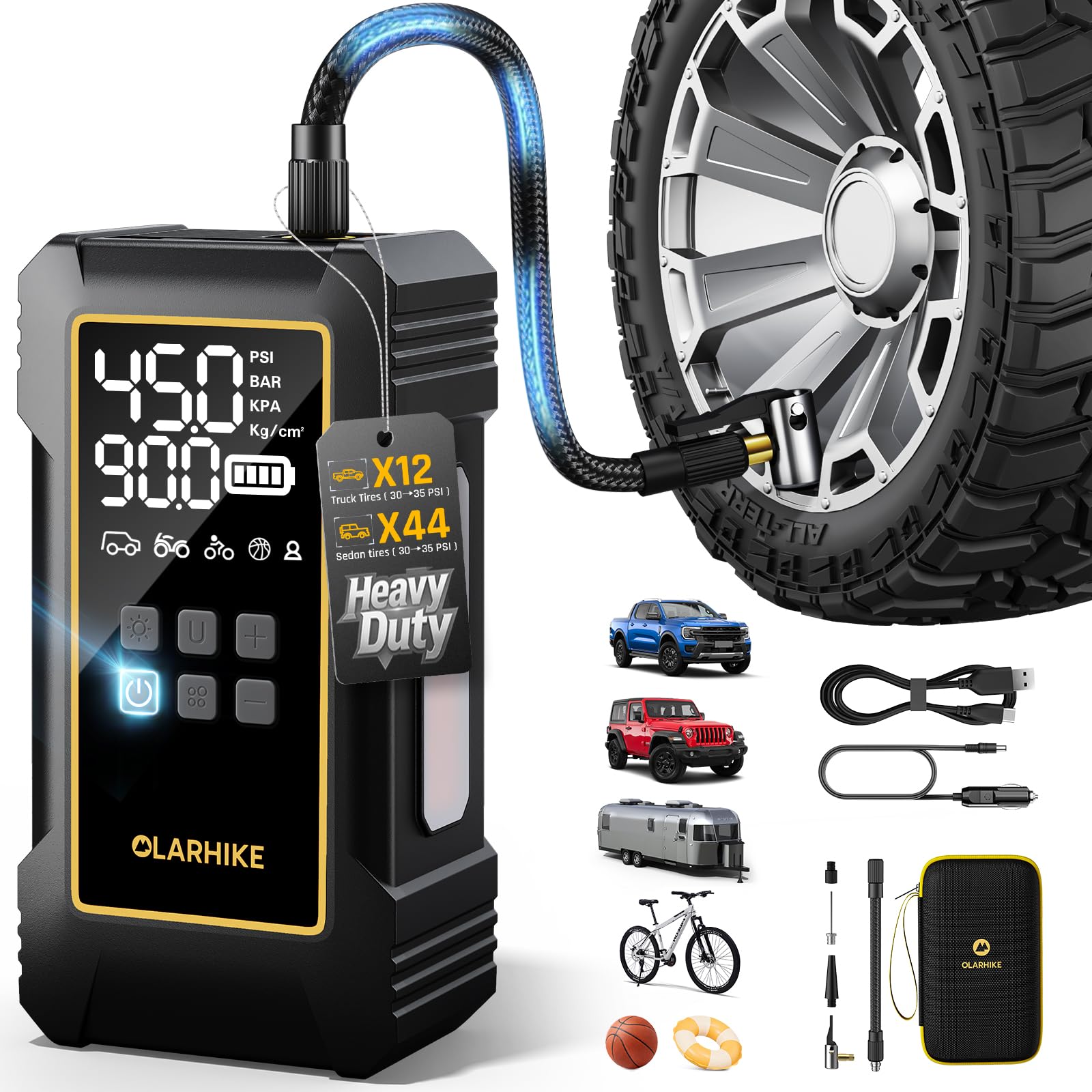 OlarHike 12000mAh Heavy Duty Tire Inflator Portable Air - Product Imagery