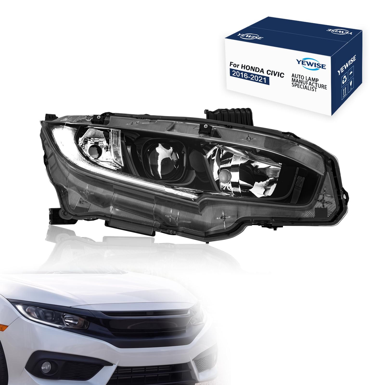 RightSide Headlight Assembly Fit for 2016-2021 Honda Civic - Product Imagery