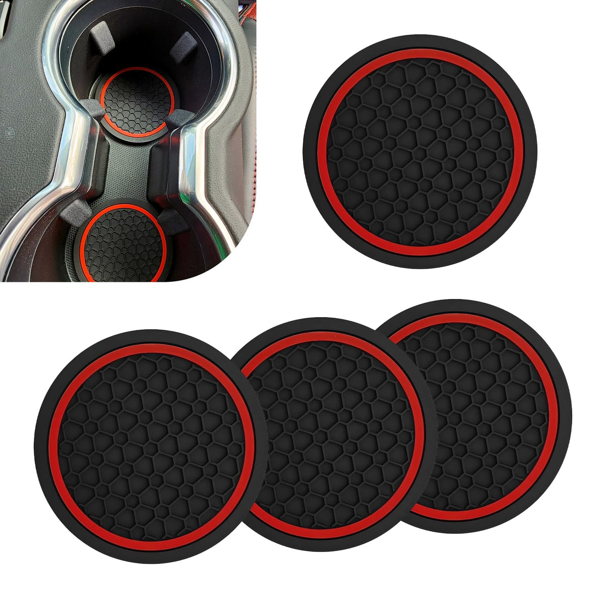 4PCS Car Cup Coasters, 2.75 Inch Cup Holder Coaster, Non-Slip - Product Imagery