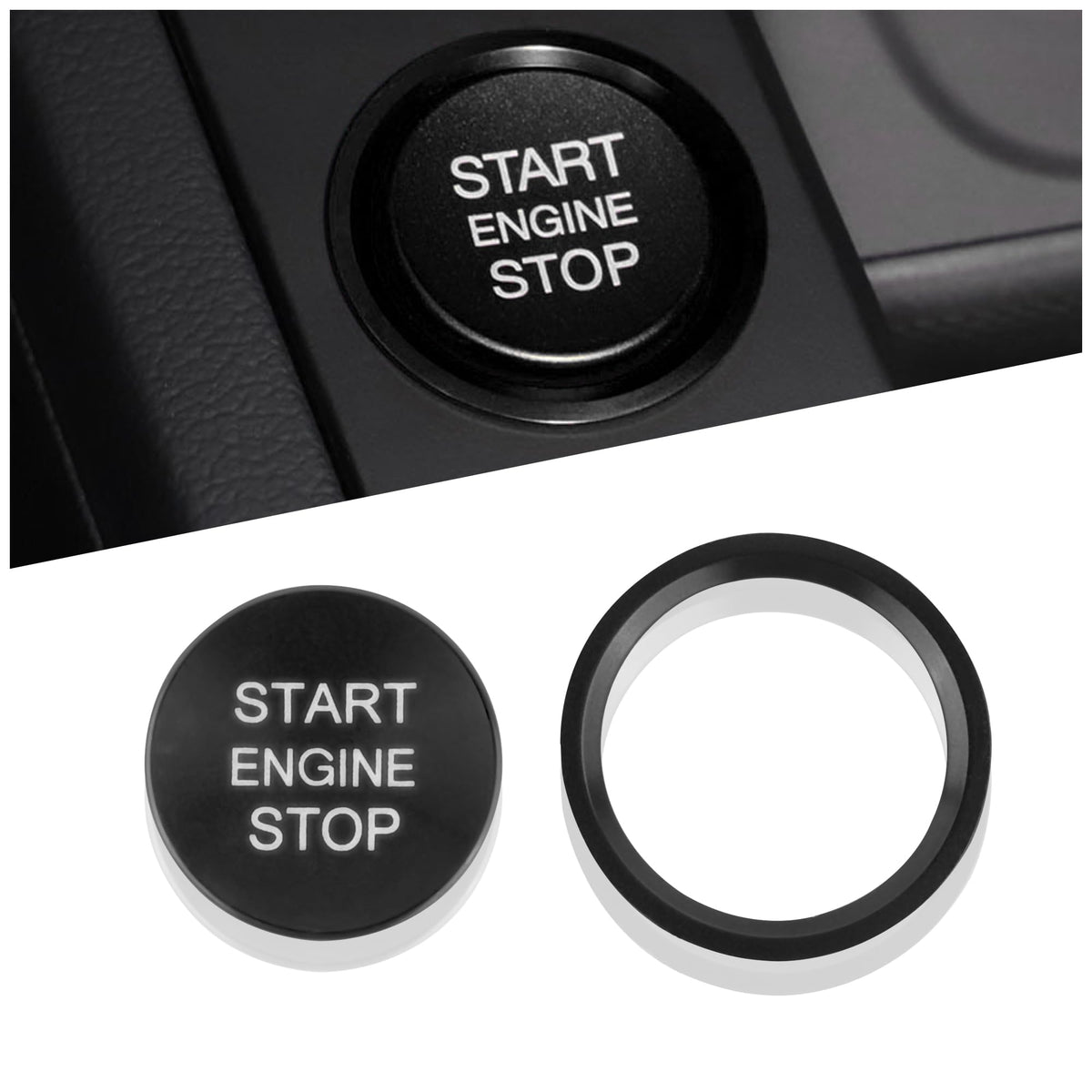 Car Push Start Button Cover Compatible with Audi,Cool Aluminum - Product Imagery