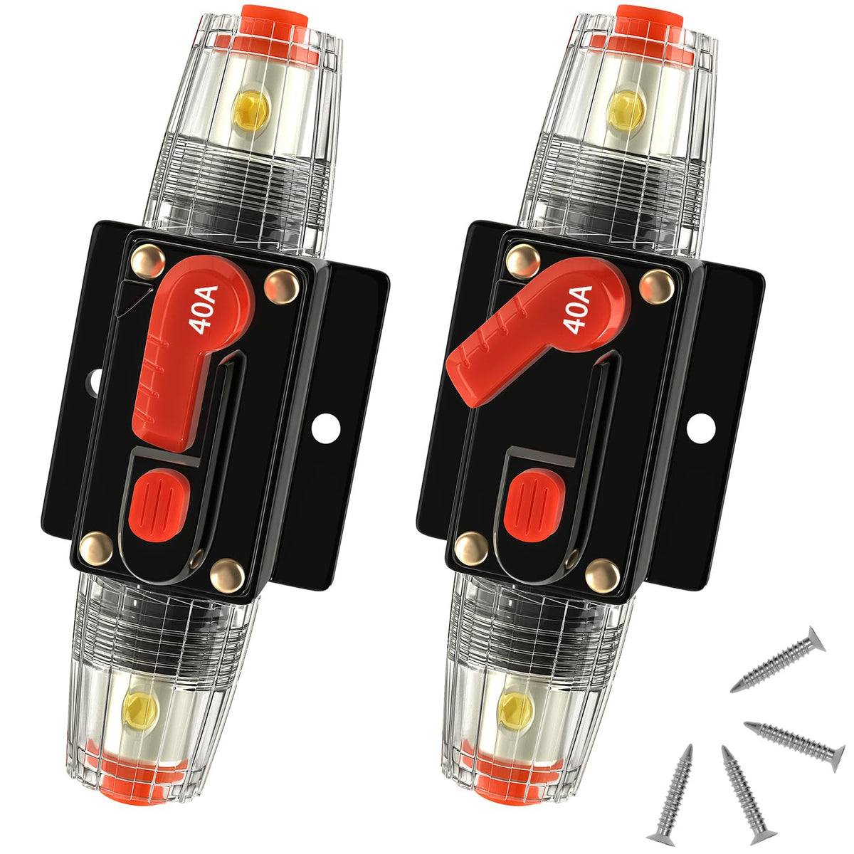 40 Amp Manual Reset Circuit Breaker DC 12-48V Waterproof Inline - Product Imagery