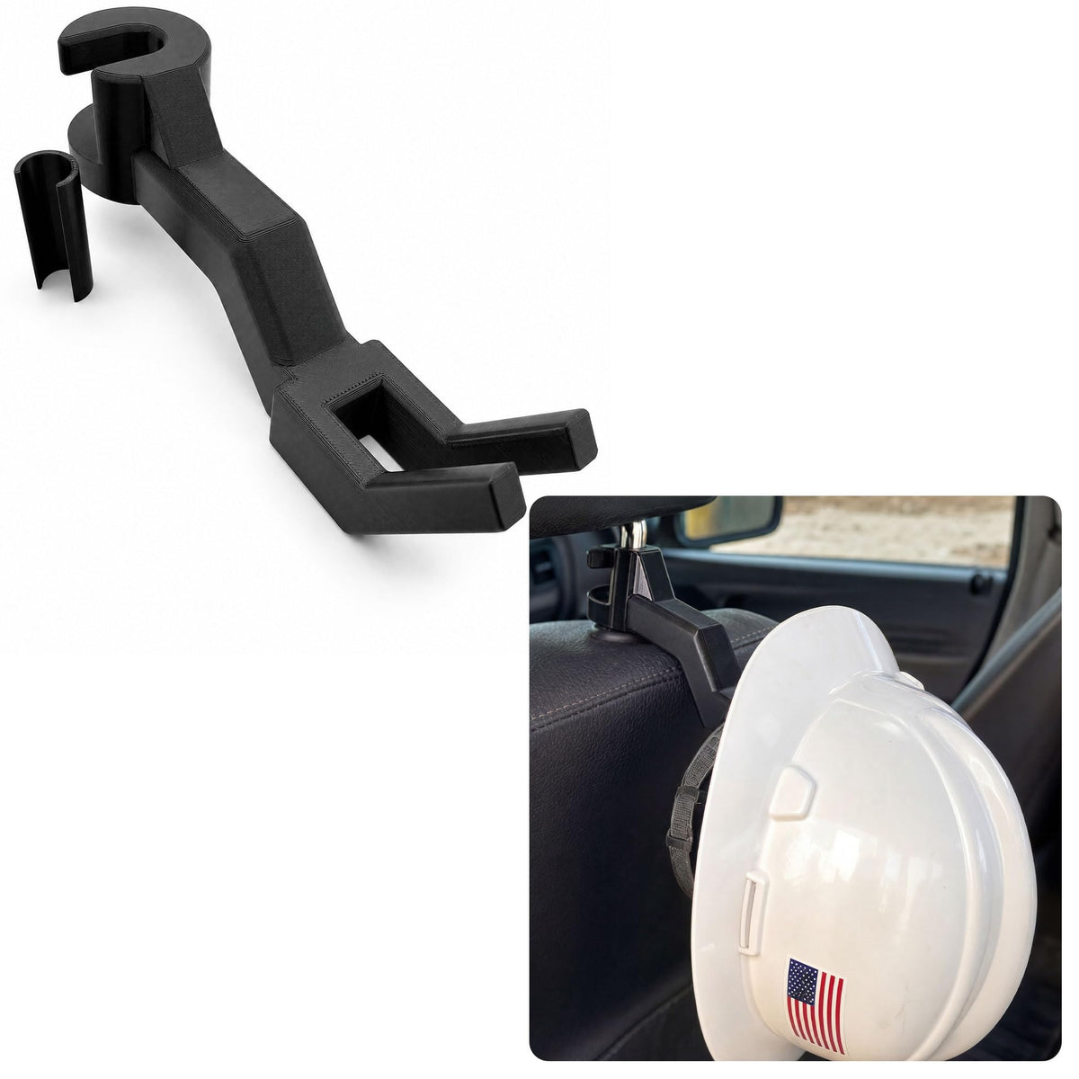 Hard Hat Holder for Truck Seat, Headrest Hook Hanger for Hardhat - Product Imagery