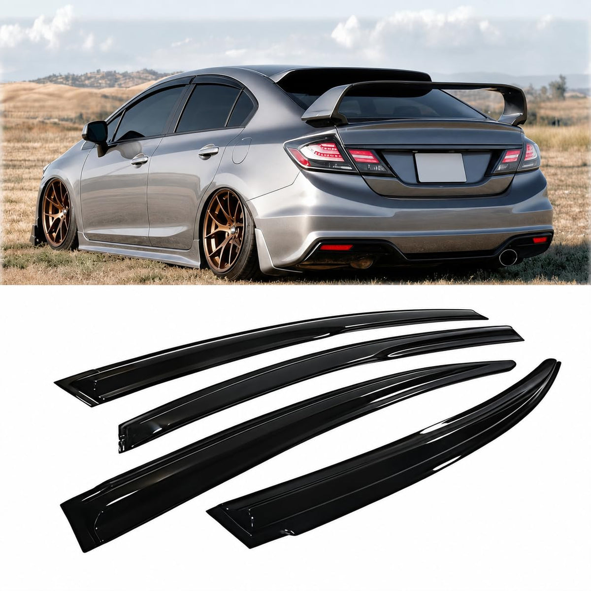 Smoked Out-Channel Window Vent Guard Rain Visors for 2006-2011 - Product Imagery