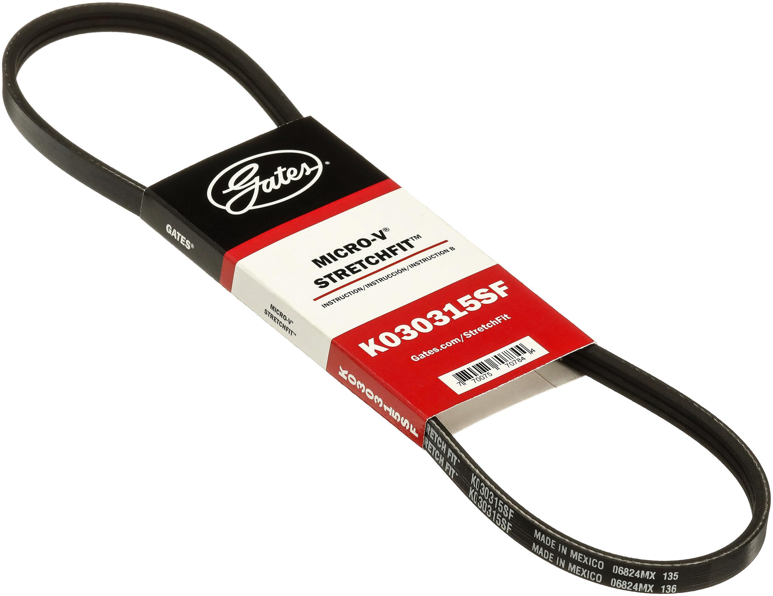 Gates Genuine K030315SF Stretch Fit Micro-V Serpentine Drive Belt - Product Imagery