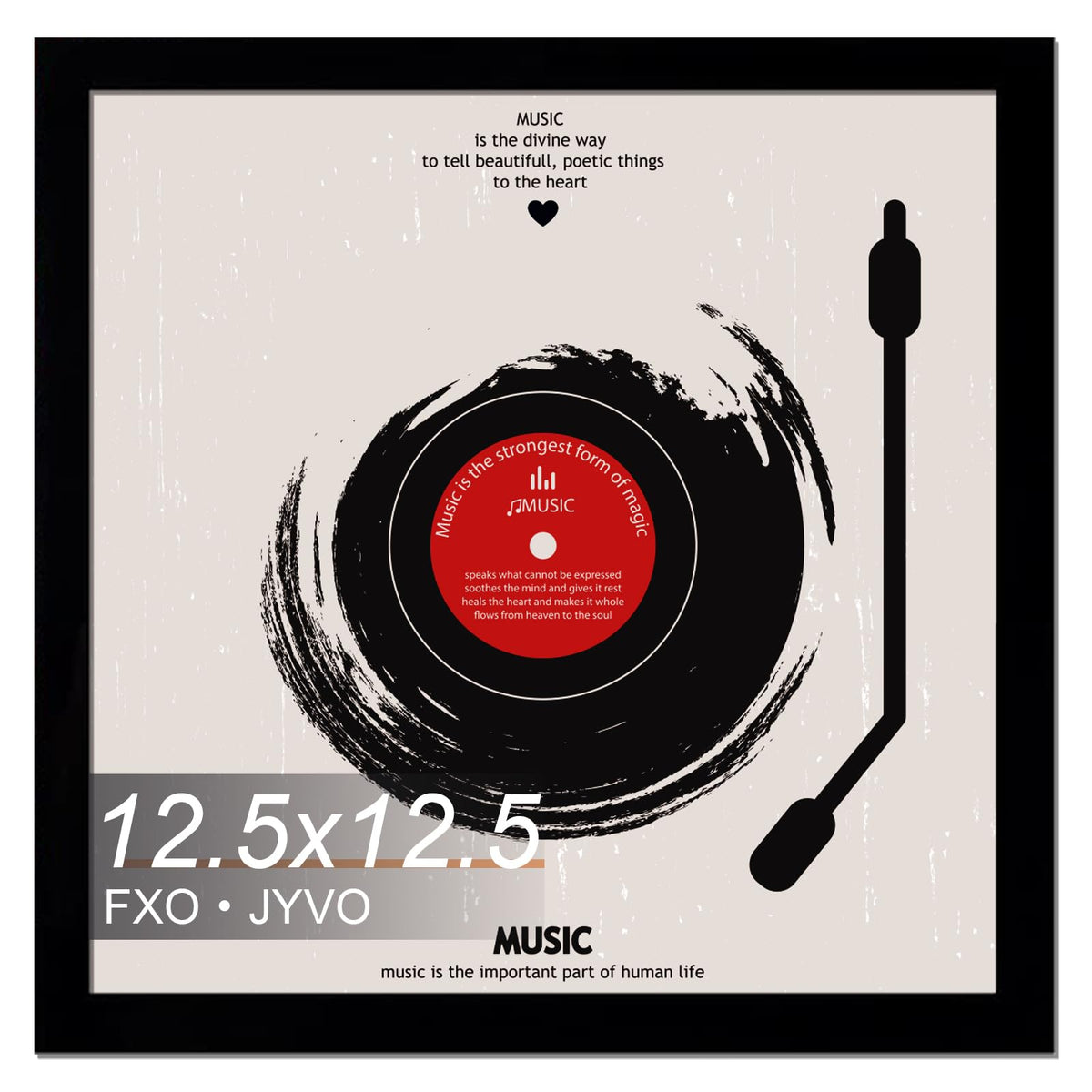 Vinyl Record Frame Display for 12 inch LP with 12.5x12.5 Album - Product Imagery