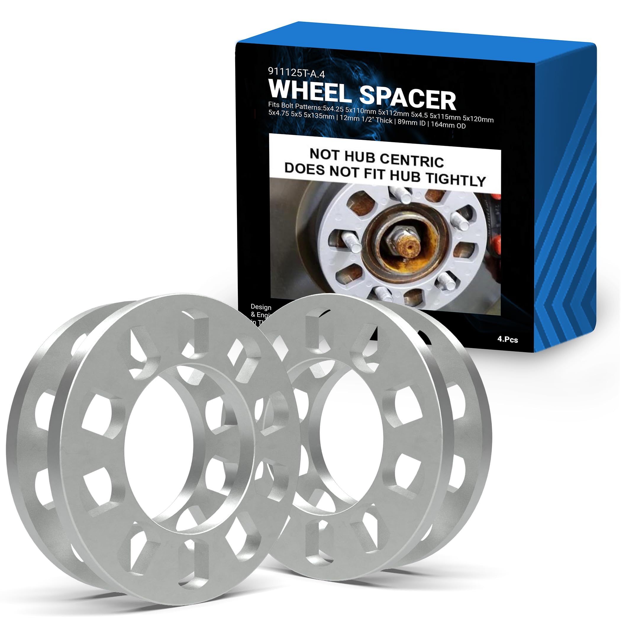 Wheel Accessories Parts 4 Pcs Die Cast Wheel Spacer 12mm 1/2" - Product Imagery