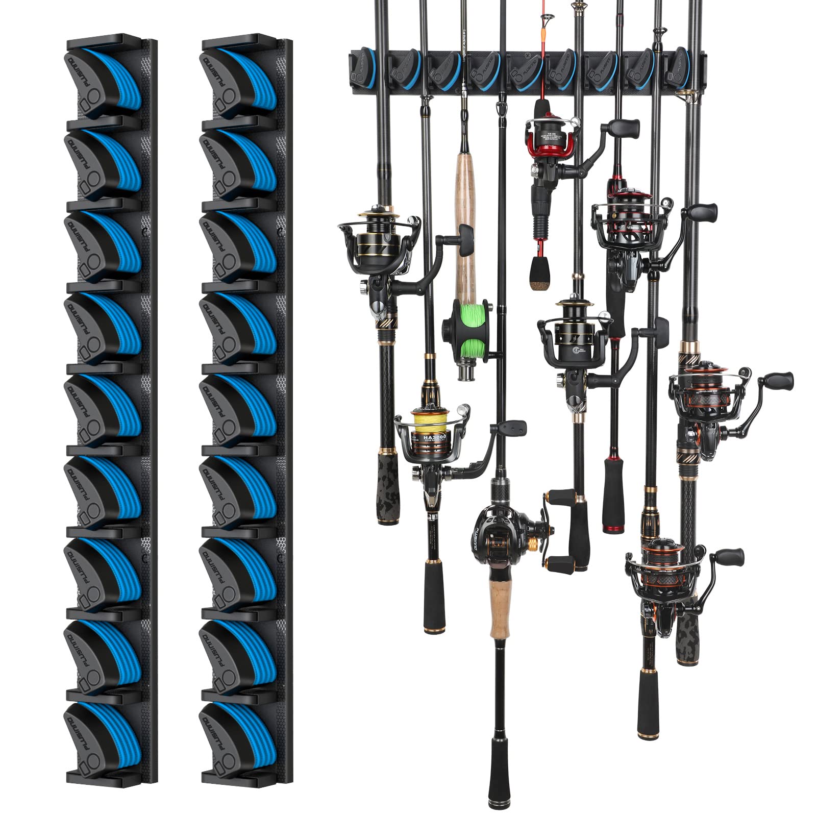 PLUSINNO V9 Fishing Rod Holder, Wall Mount Fishing Pole Holder - Product Imagery