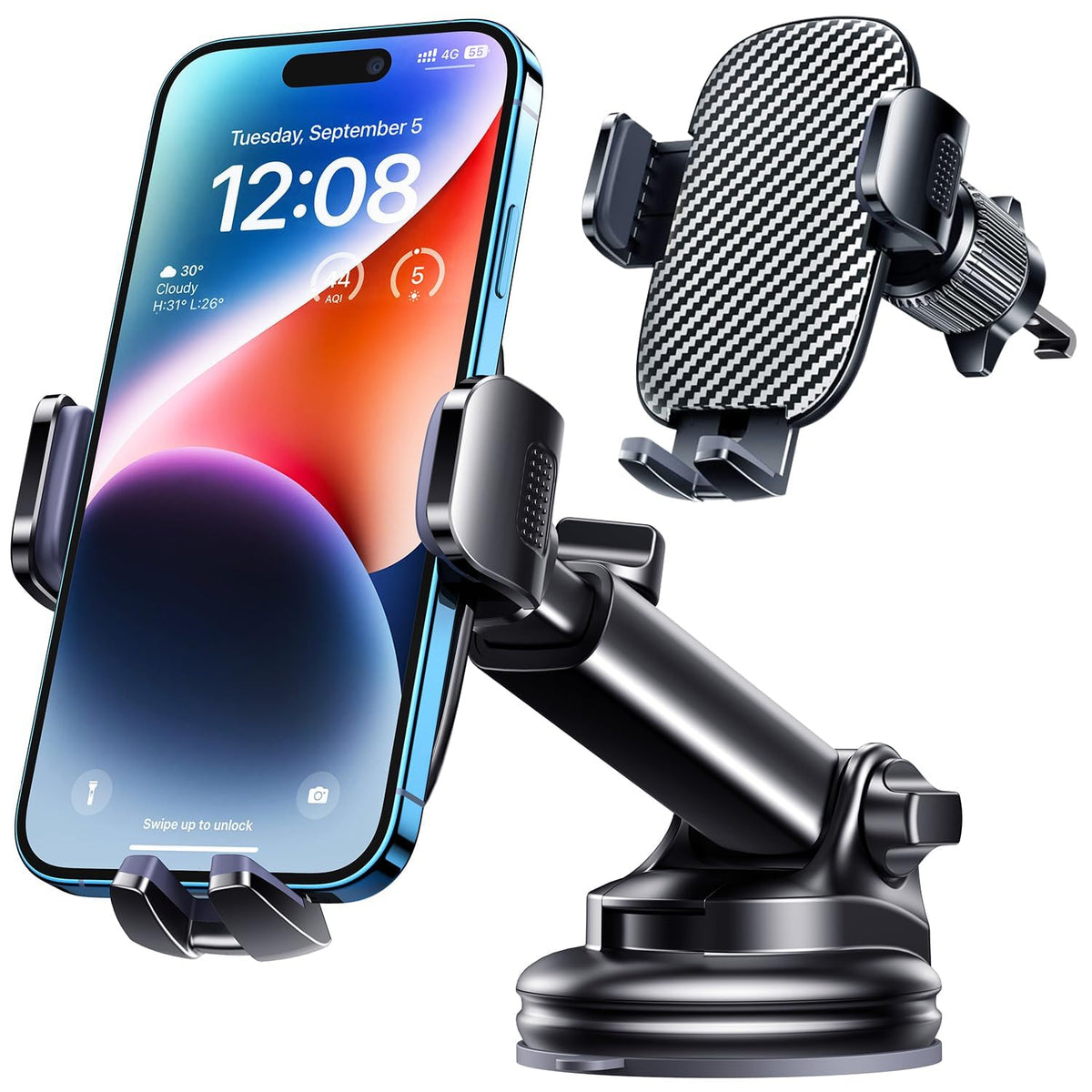 Phone Mount for Car Phone Holder [Military-Grade Suction & - Product Imagery