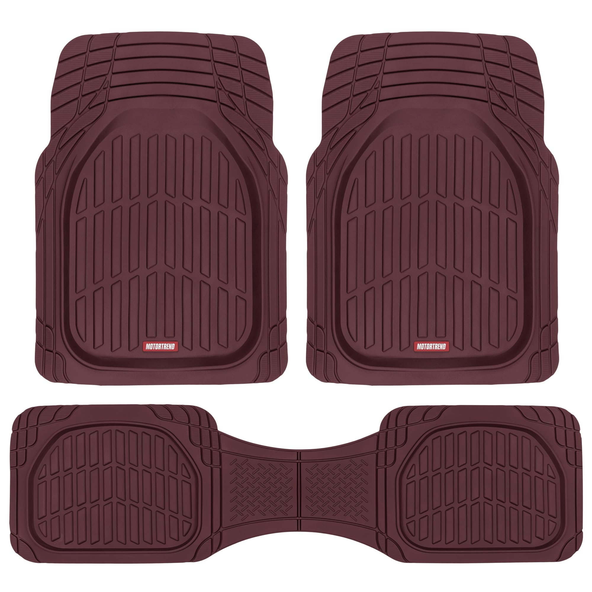 Motor Trend FlexTough Floor Mats for Cars, Burgundy Deep Dish - Product Imagery