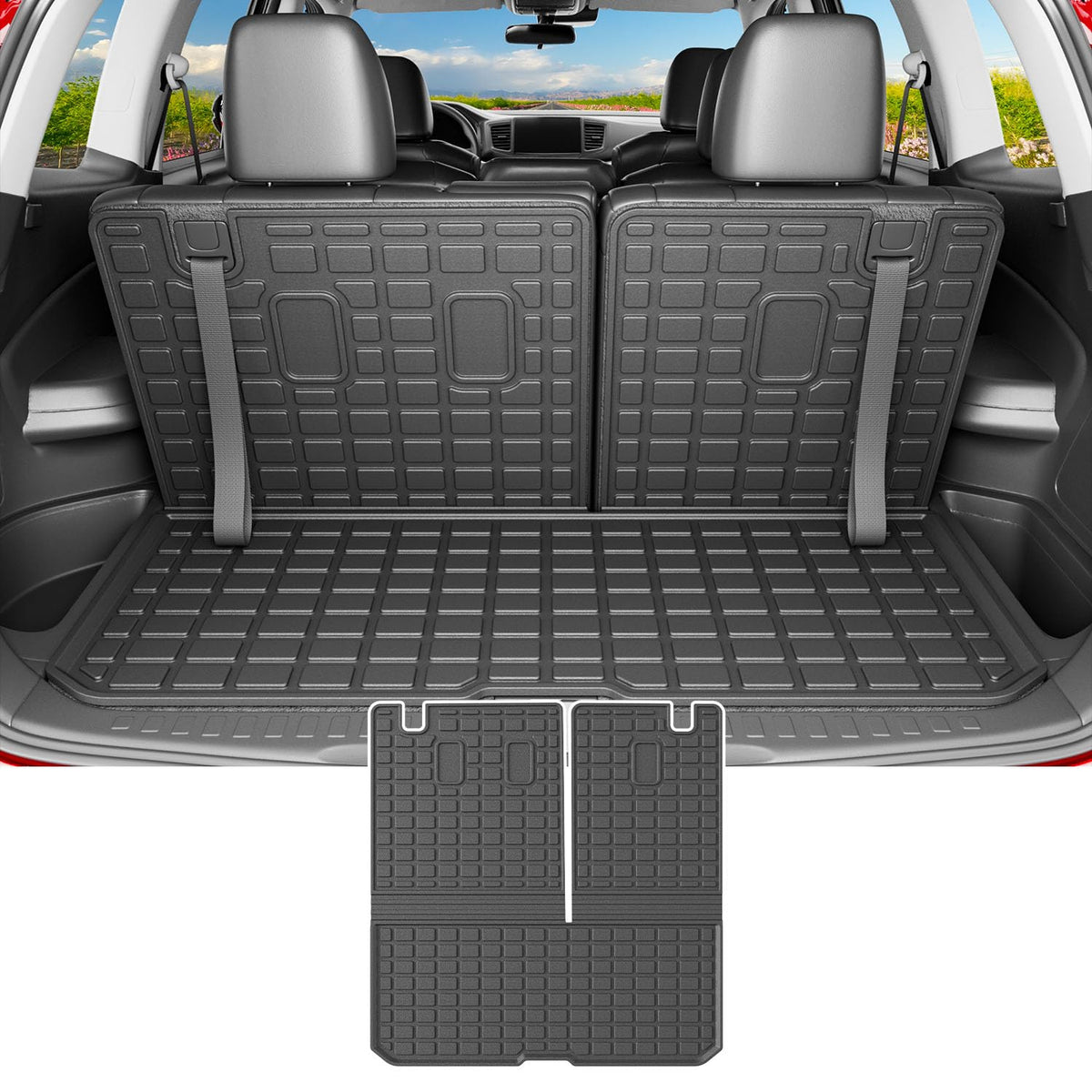 powoq Cargo Mat Trunk Mat Compatible with 2016-2026 Honda Pilot - Product Imagery