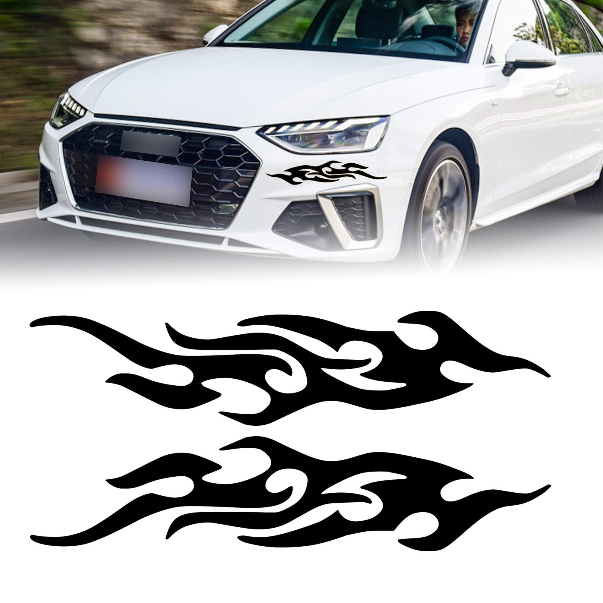 TOMALL 2 Pcs 40cm Flame Reflective Sticker for Car Flame Racing - Product Imagery