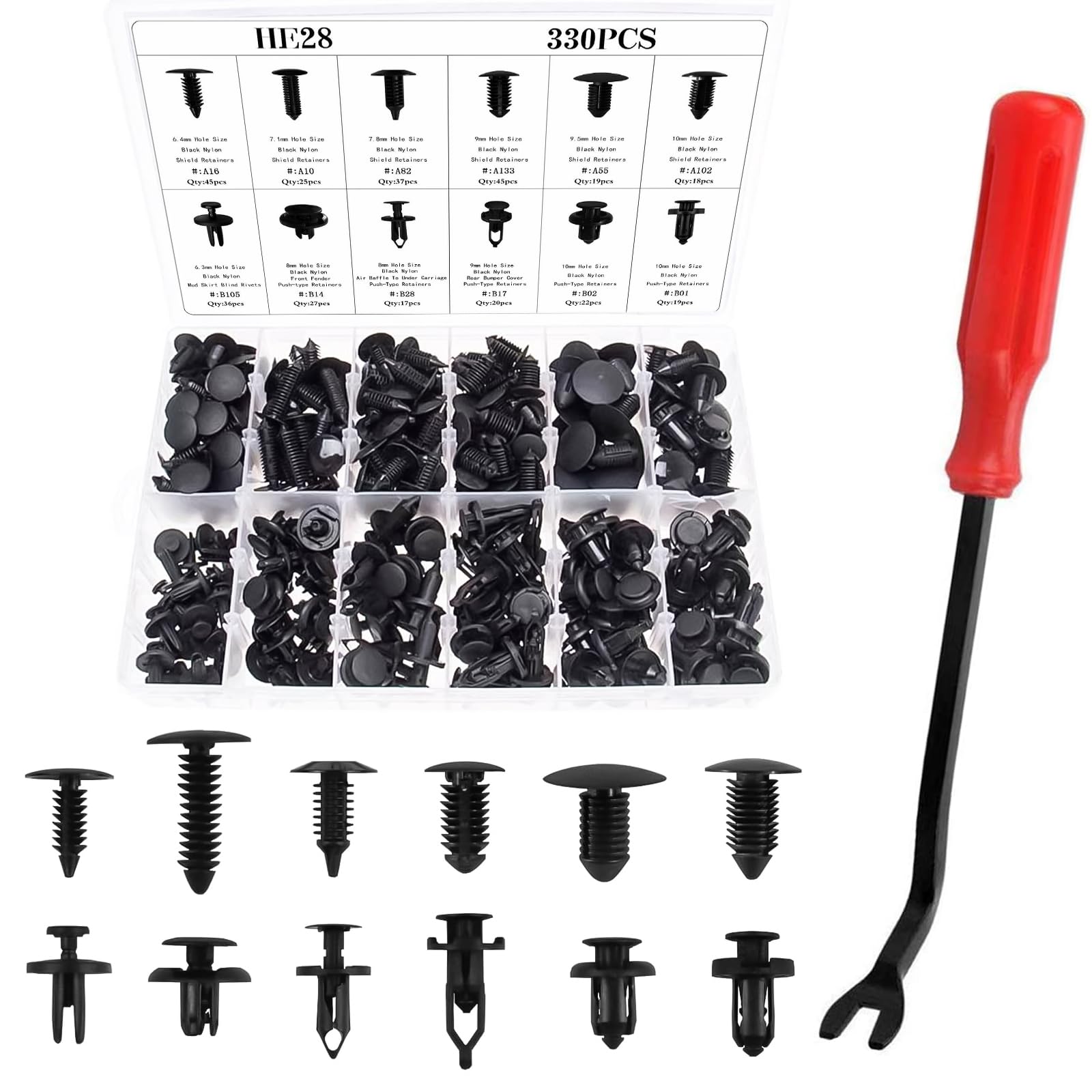 ANTS PART 330Pcs Car Bumper Clips Plastic Rivet Fasteners Push - Product Imagery