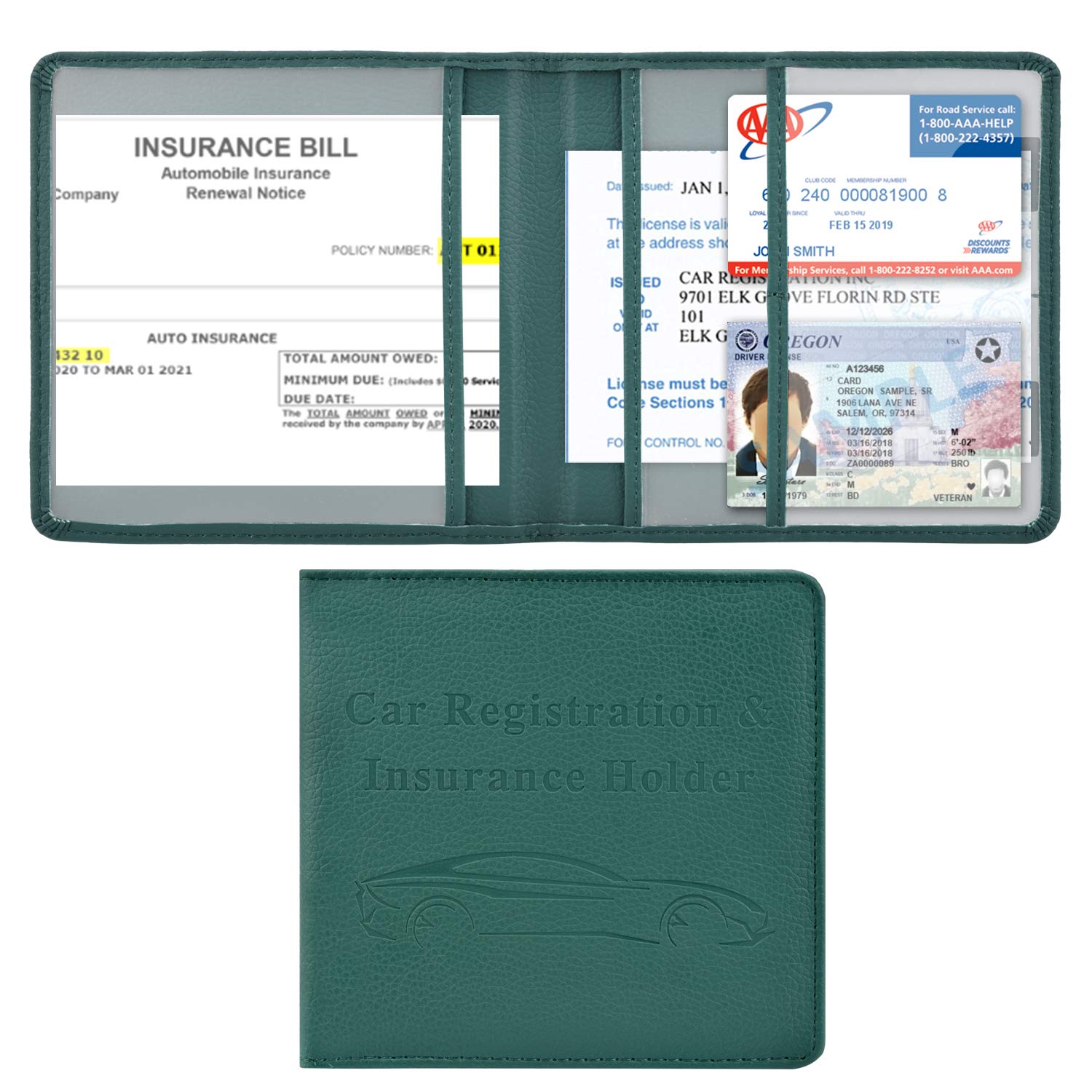 Car Registration and Insurance Holder, Glove Box Organizer, Dark - Product Imagery