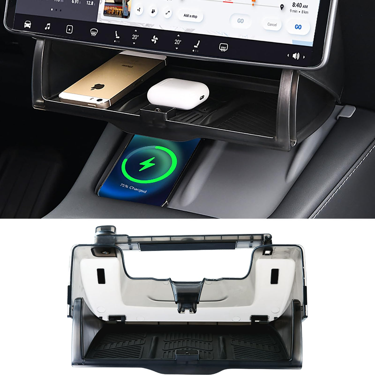 Hidden Under Screen Storage for Tesla Model Y Model 3 2026-2016 - Product Imagery
