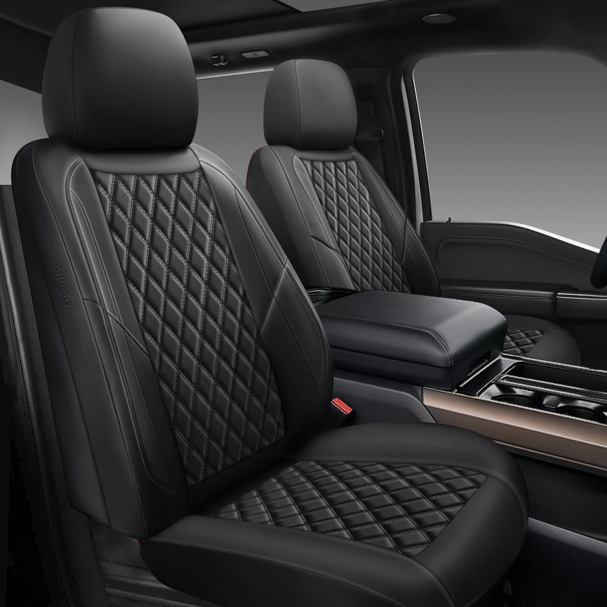Premium Leather Car Seat Covers Full Set,Universal Fit for - Product Imagery