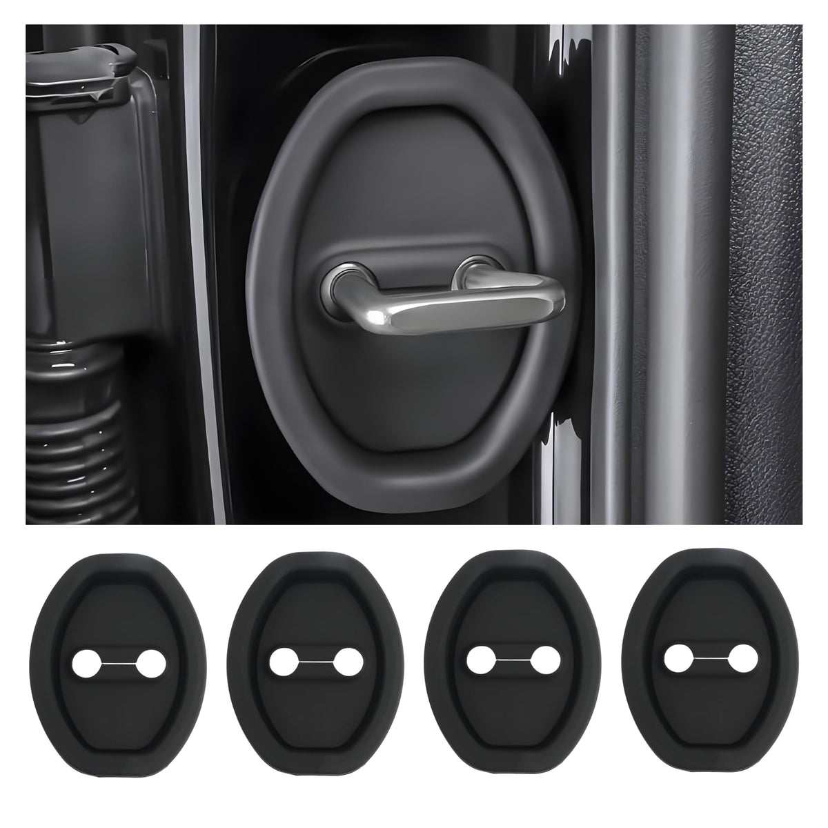 4PCS Upgrade Door Latch Lock Cover,Silicone Door Latch Guard Car - Product Imagery