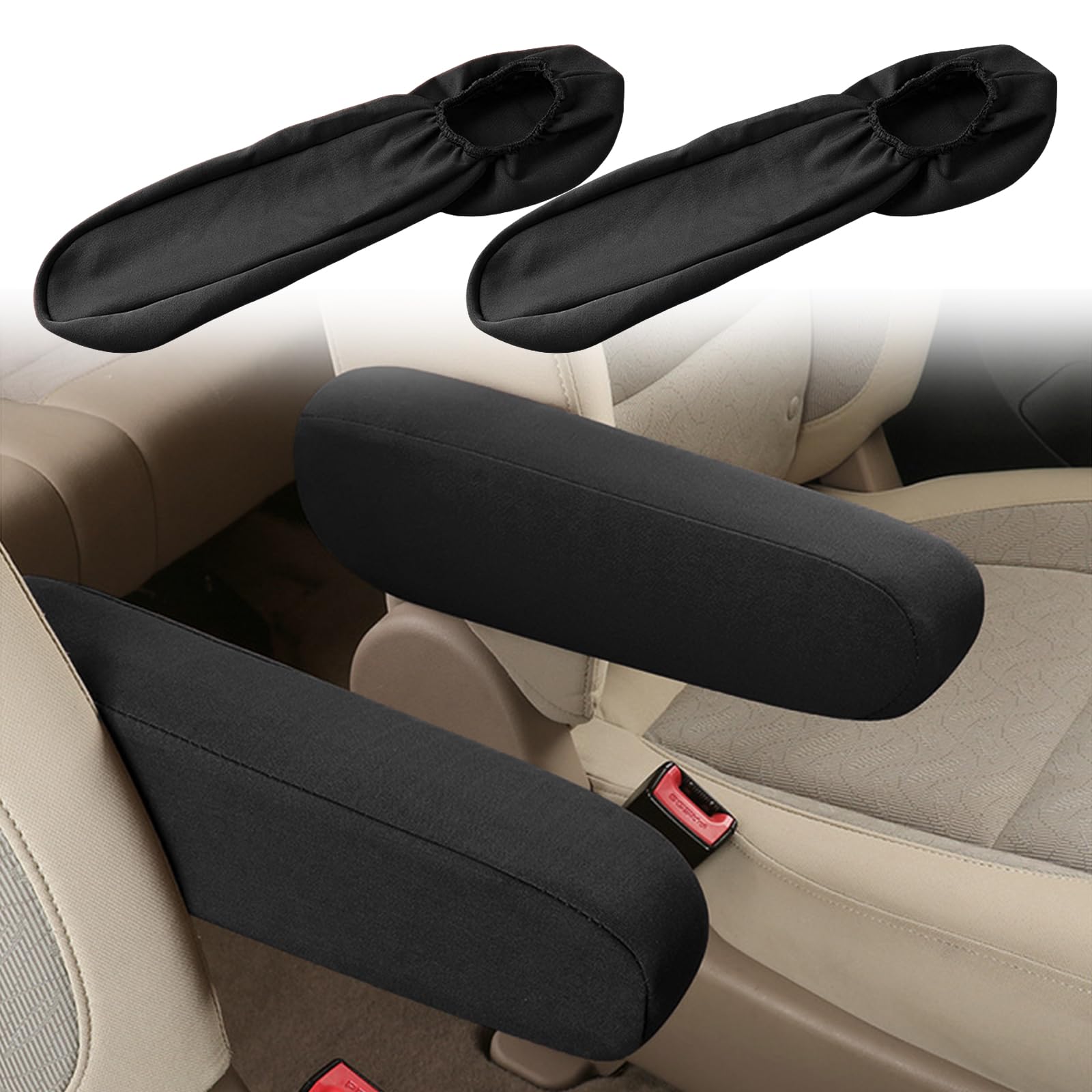 2PC Car Front Seat Armrest Covers,Universal Size Seat Arm Rest - Product Imagery