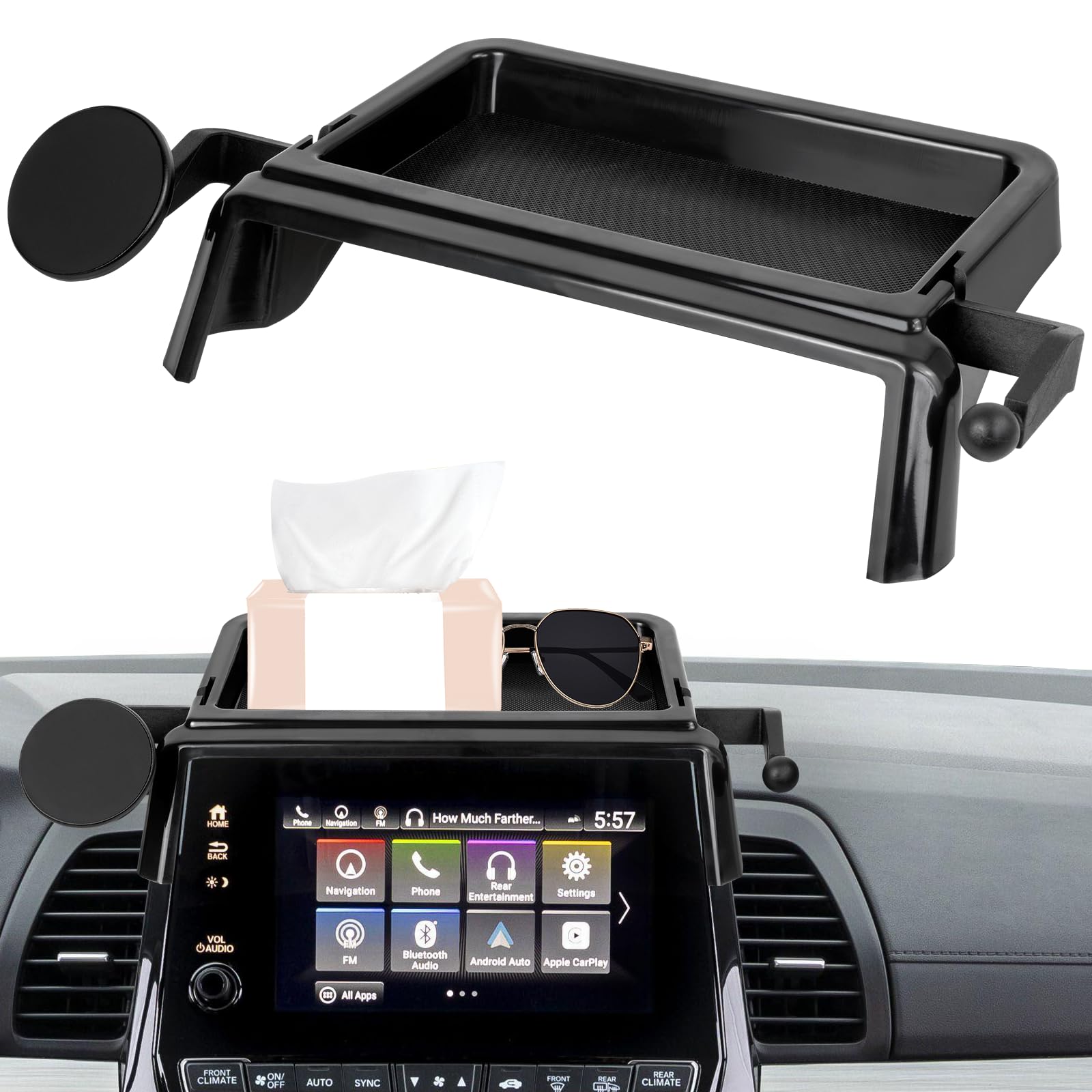 Magnetic Car Phone Holder W/Center Console Organizer-Compatible - Product Imagery