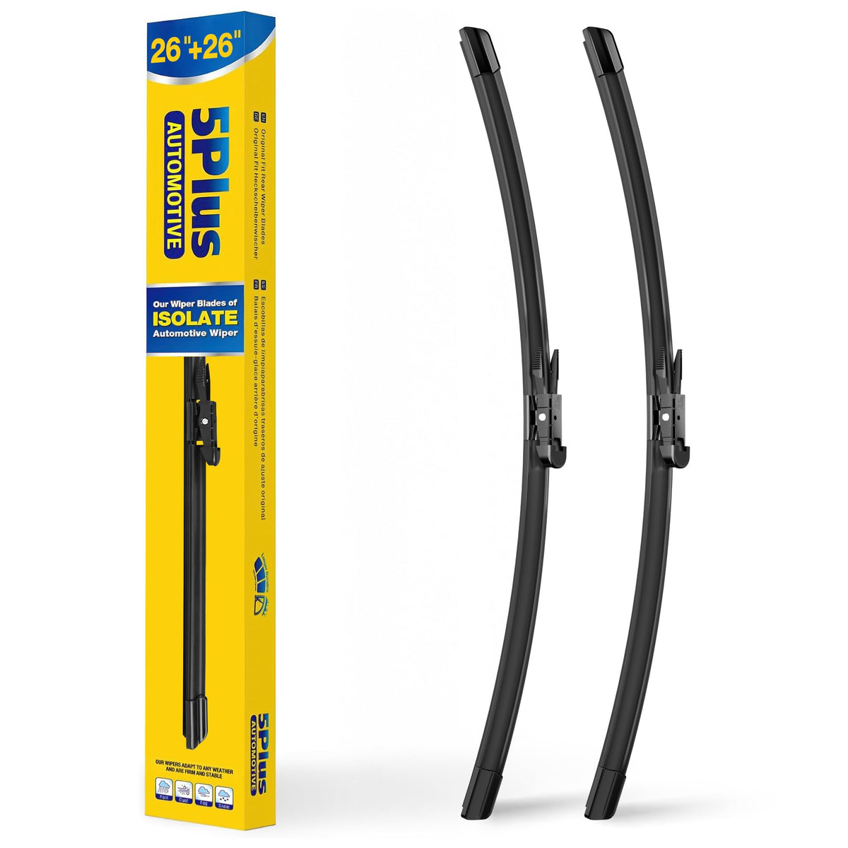 5 PLUS Custom-Fit Wipers fits 2013-2020 Ford Fusion Wiper Blades - Product Imagery