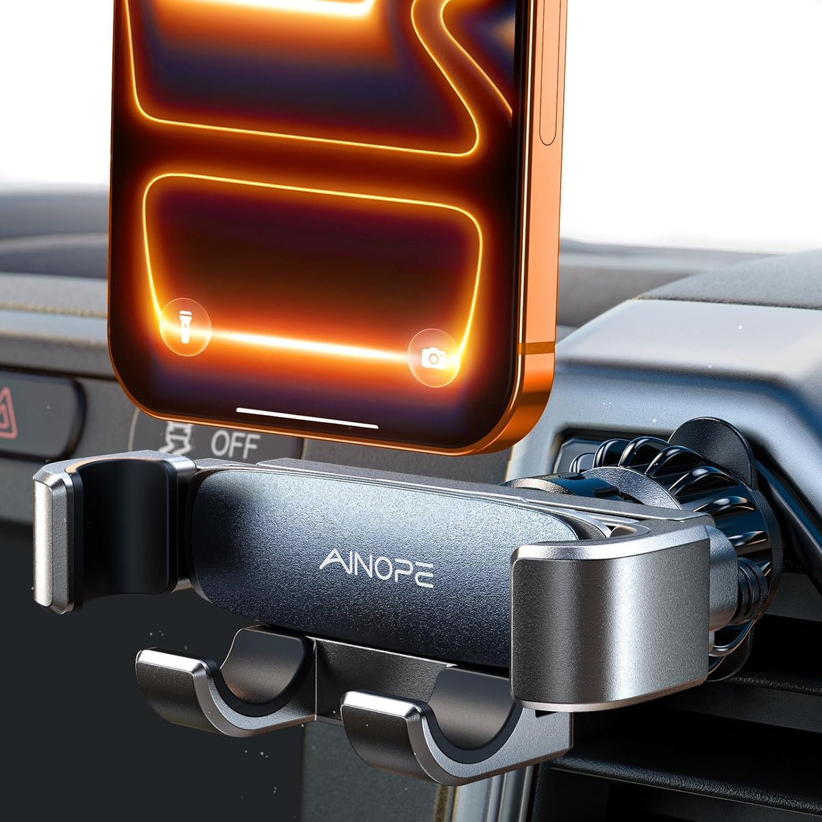 AINOPE Air Vent Phone Mount for Car [Drop-in Grip]Gravity Phone - Product Imagery