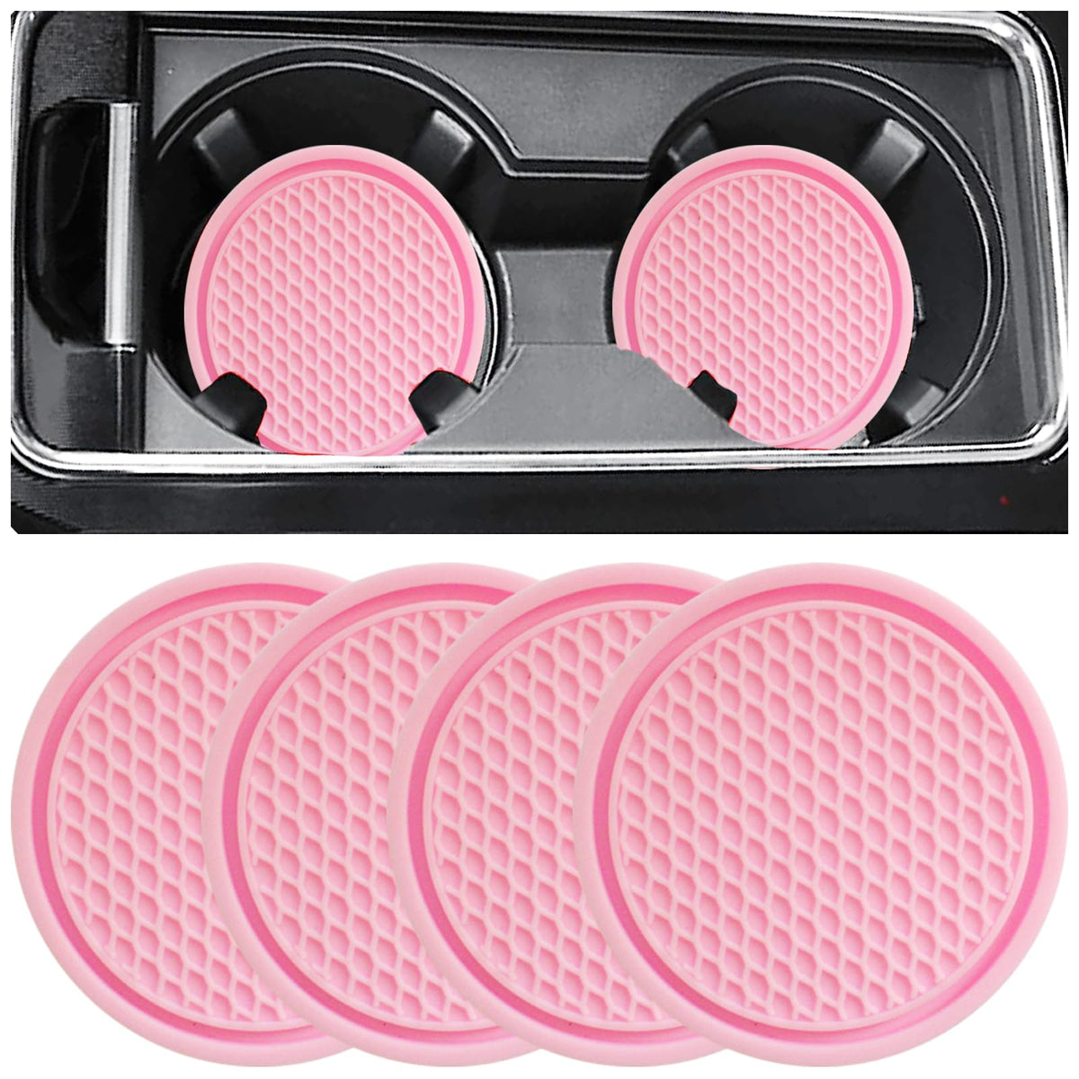 ZSDY Car Cup Coaster, 4PCS Universal Auto Non-Slip Cup Holder - Product Imagery