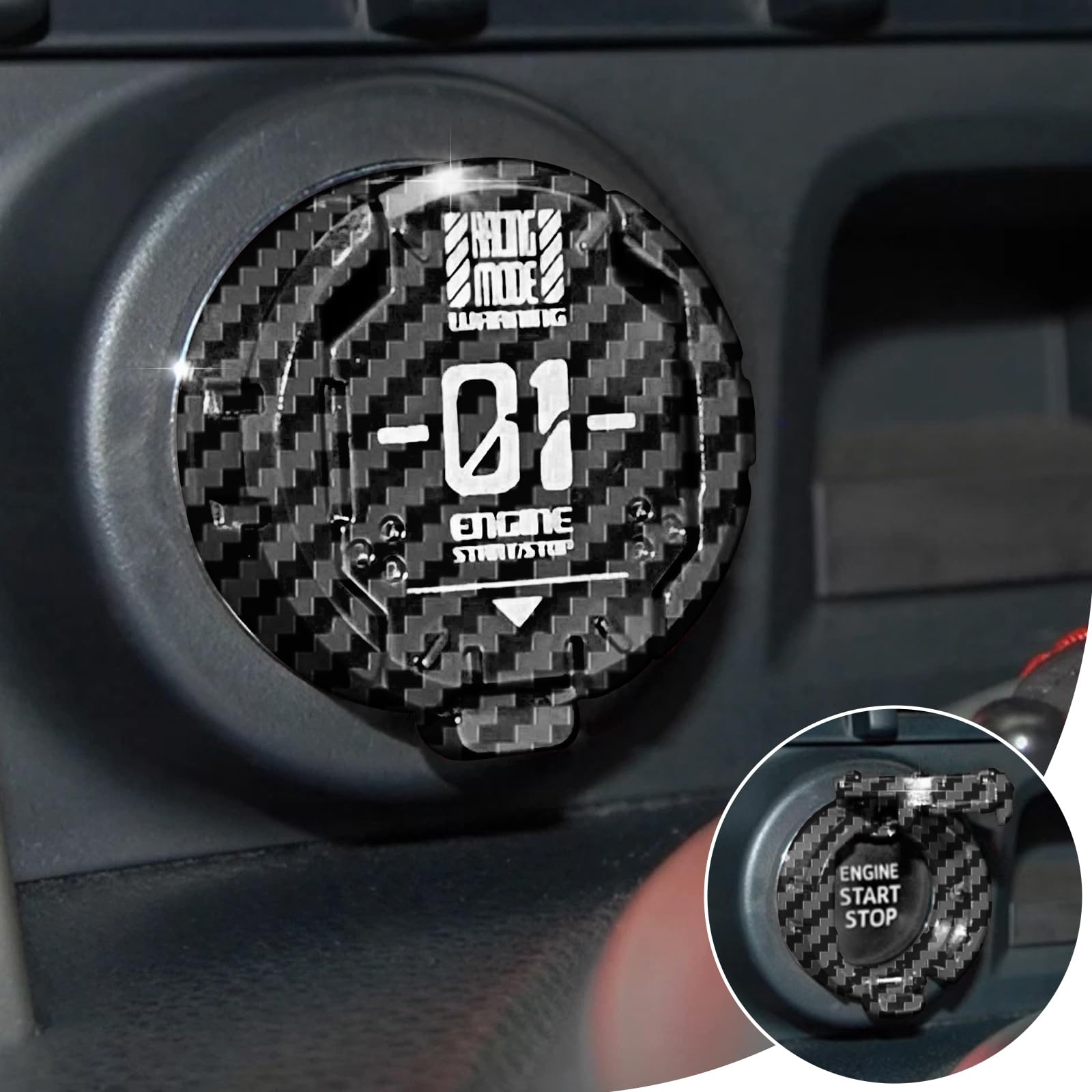 Original Push Start Button Cover, Metal Mecha Car Engine Start - Product Imagery