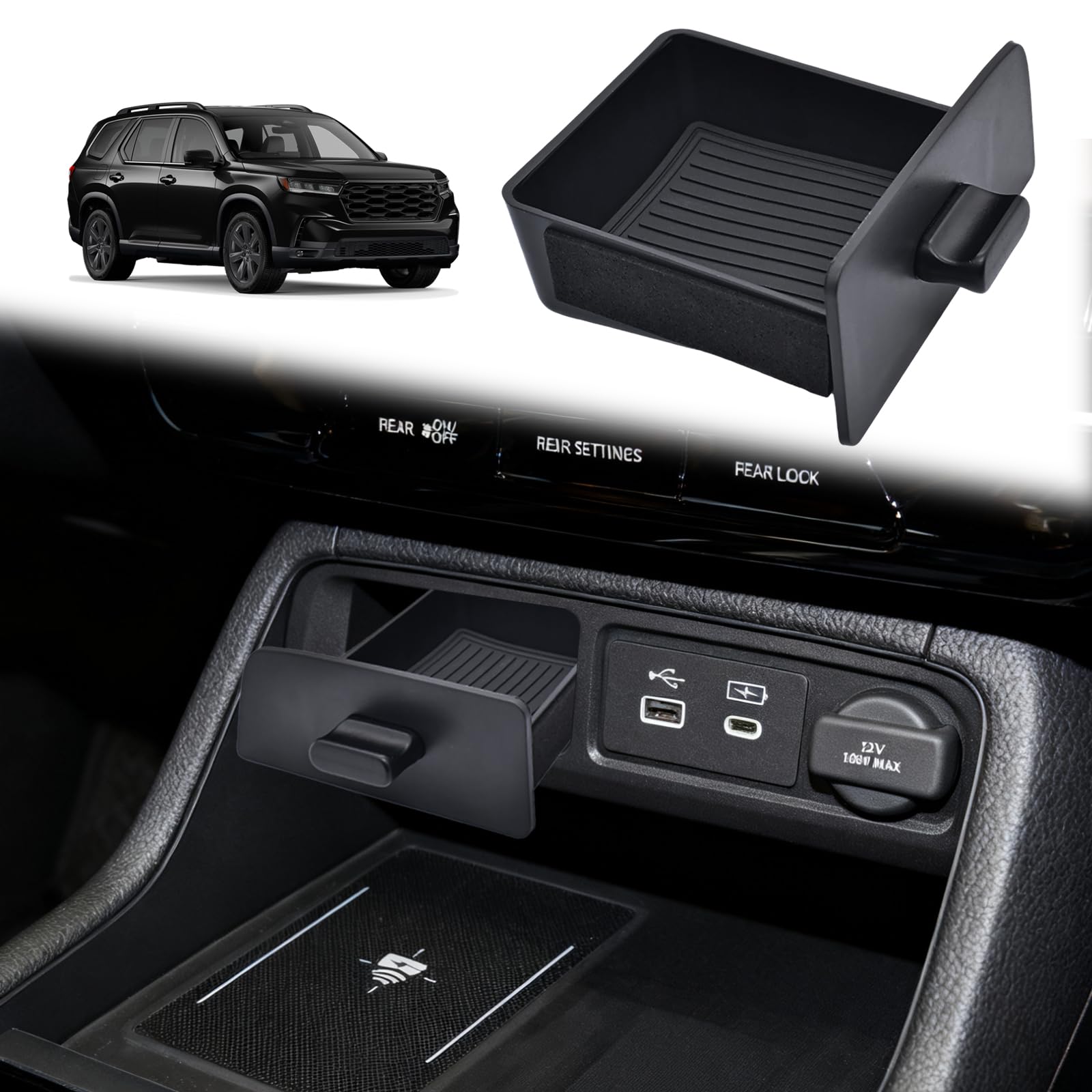 Center Console Storage Tray for 2023-2026 Honda Pilot & 2026 - Product Imagery