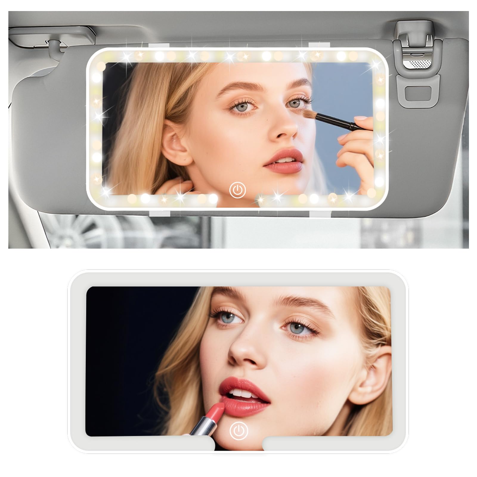 Rechargeable Car Vanity Mirror with Lights,50 LED Beads Car - Product Imagery