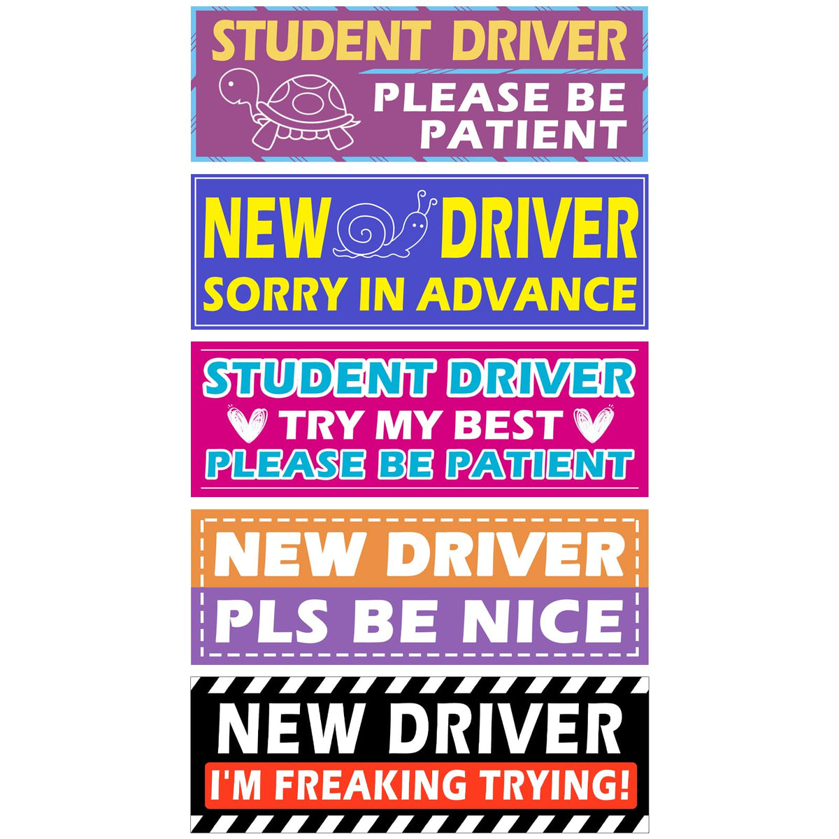 5Pcs Magnetic Car Stickers, Magnetic New Driver Stickers - Product Imagery