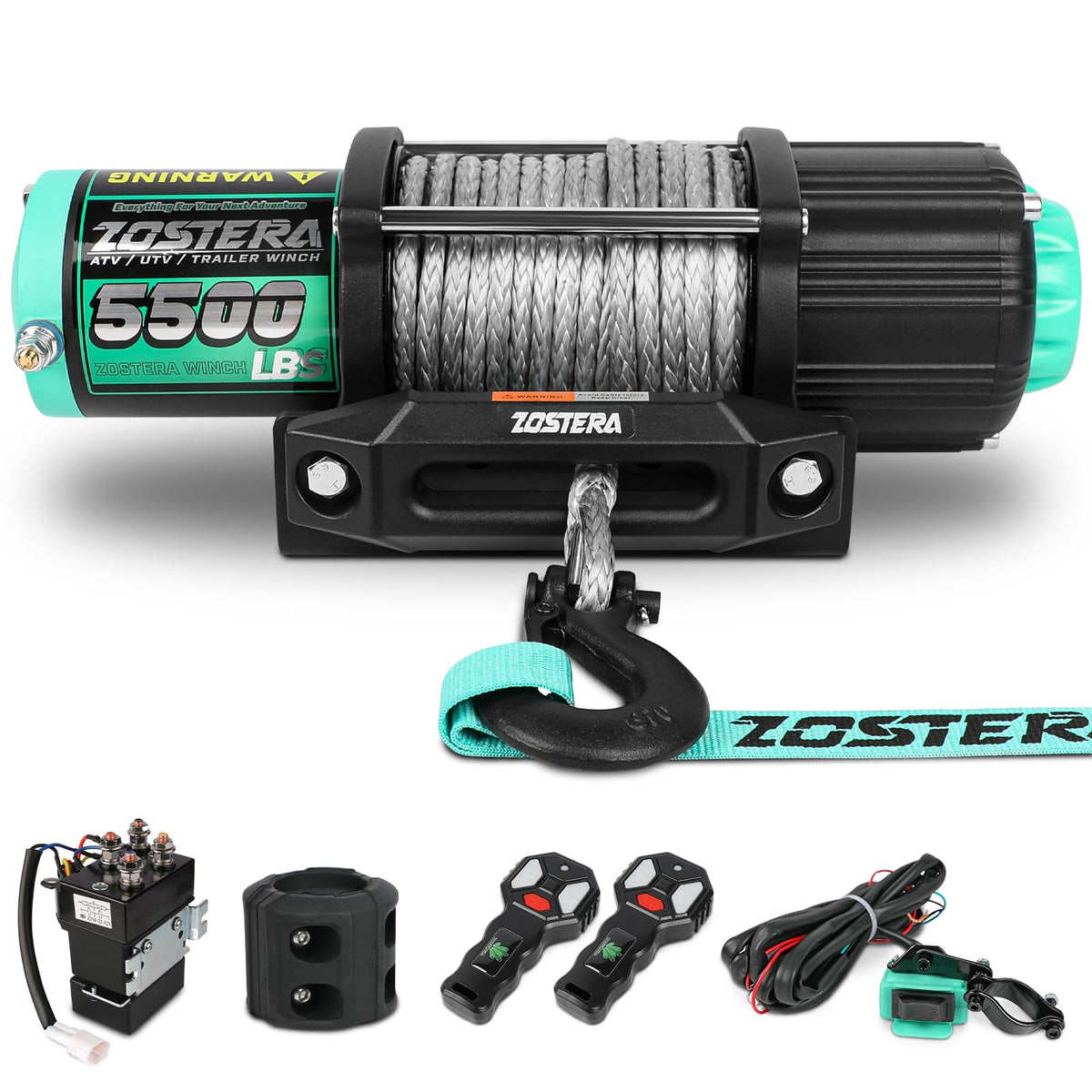 5500lbs ATV/UTV Winch with Synthetic Rope, Electric Boat Trailer - Product Imagery
