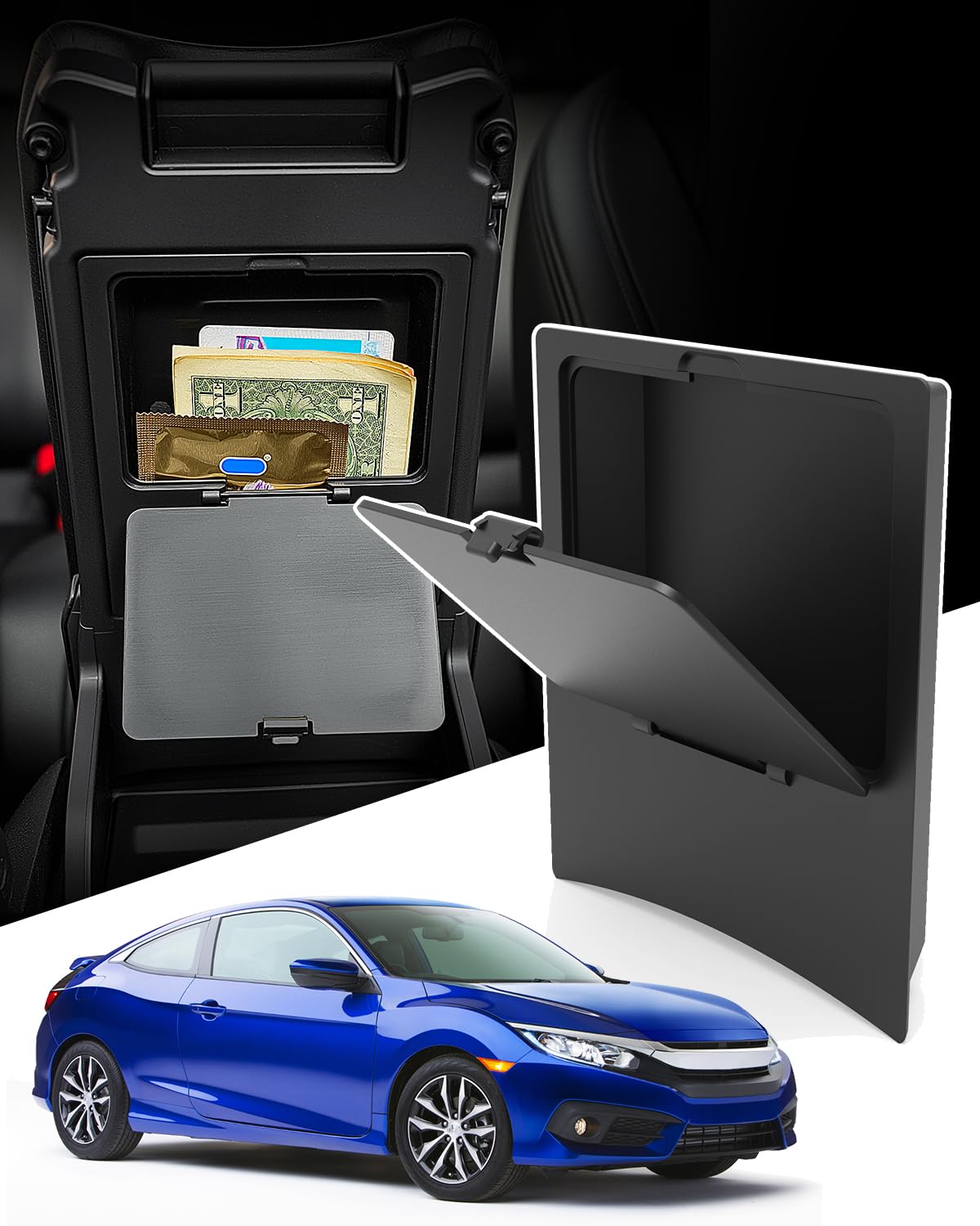 CarQiWireless Center Console Hidden storage box for Honda Civic - Product Imagery