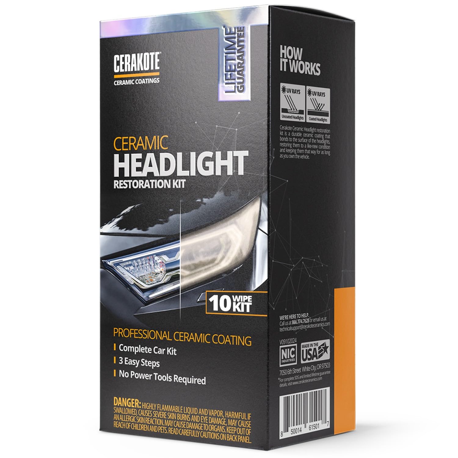 CERAKOTE® Ceramic Headlight Restoration Kit, 10 Wipe Kit - Product Imagery