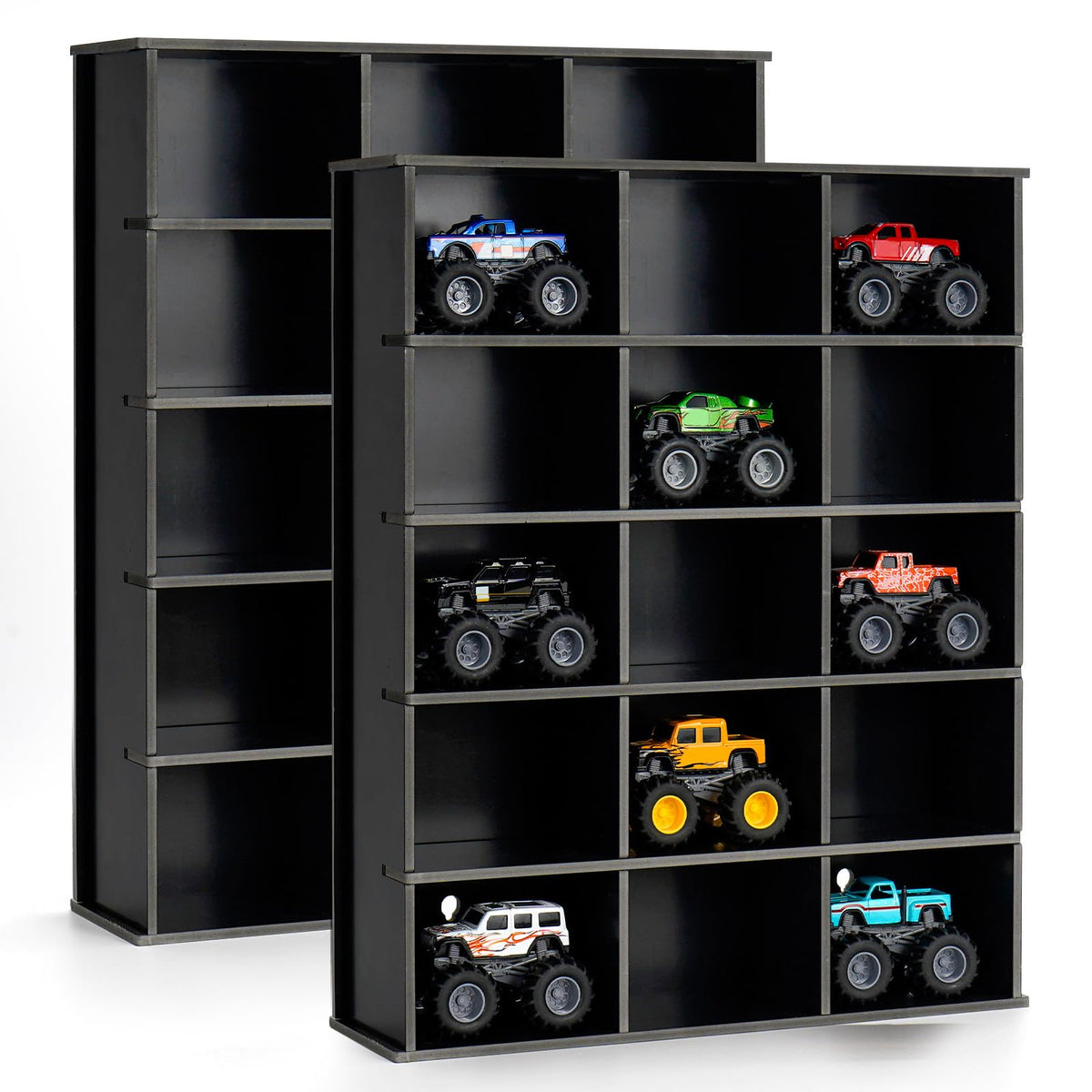 Krafetto 2 Pack 15-Slot Monster Truck Display Shelves, Wall - Product Imagery