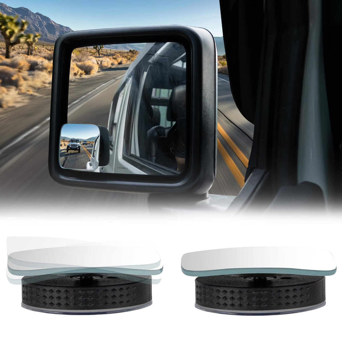 JOYTUTUS Blind Spot Mirror 2 Pack HD Frameless Convex Glass for - Product Imagery
